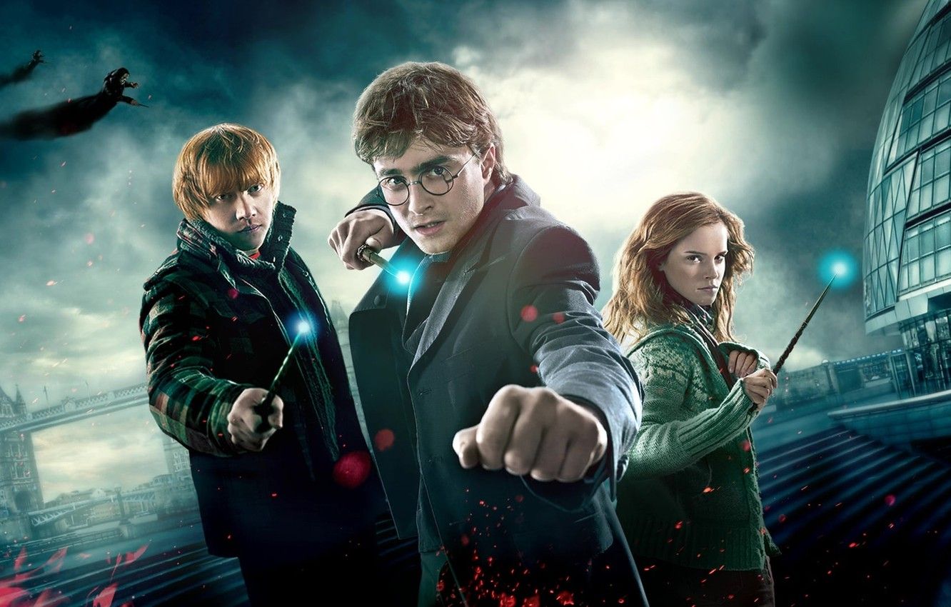 Wallpaper Harry Potter, Ron Weasley, Hermione Granger, Harry
