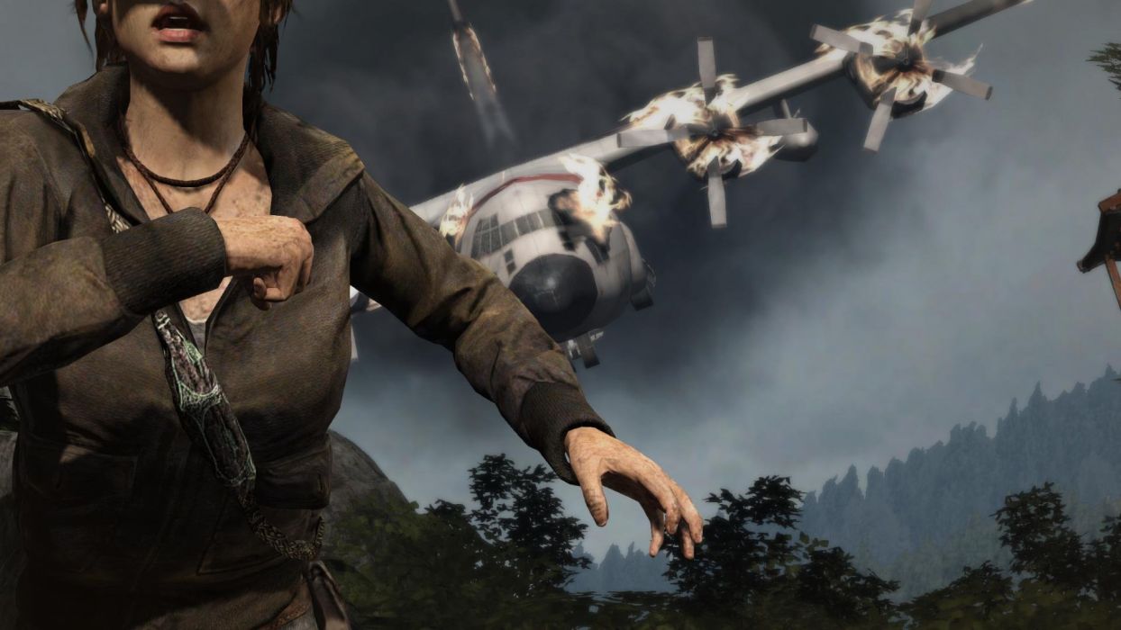 Tomb Raider Lara Croft Plane Crash wallpaperx1080