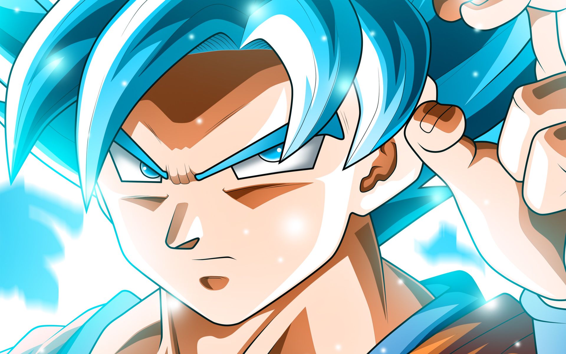 Download Wallpaper Blue Goku, Close Up, Super Saiyan Blue, Art