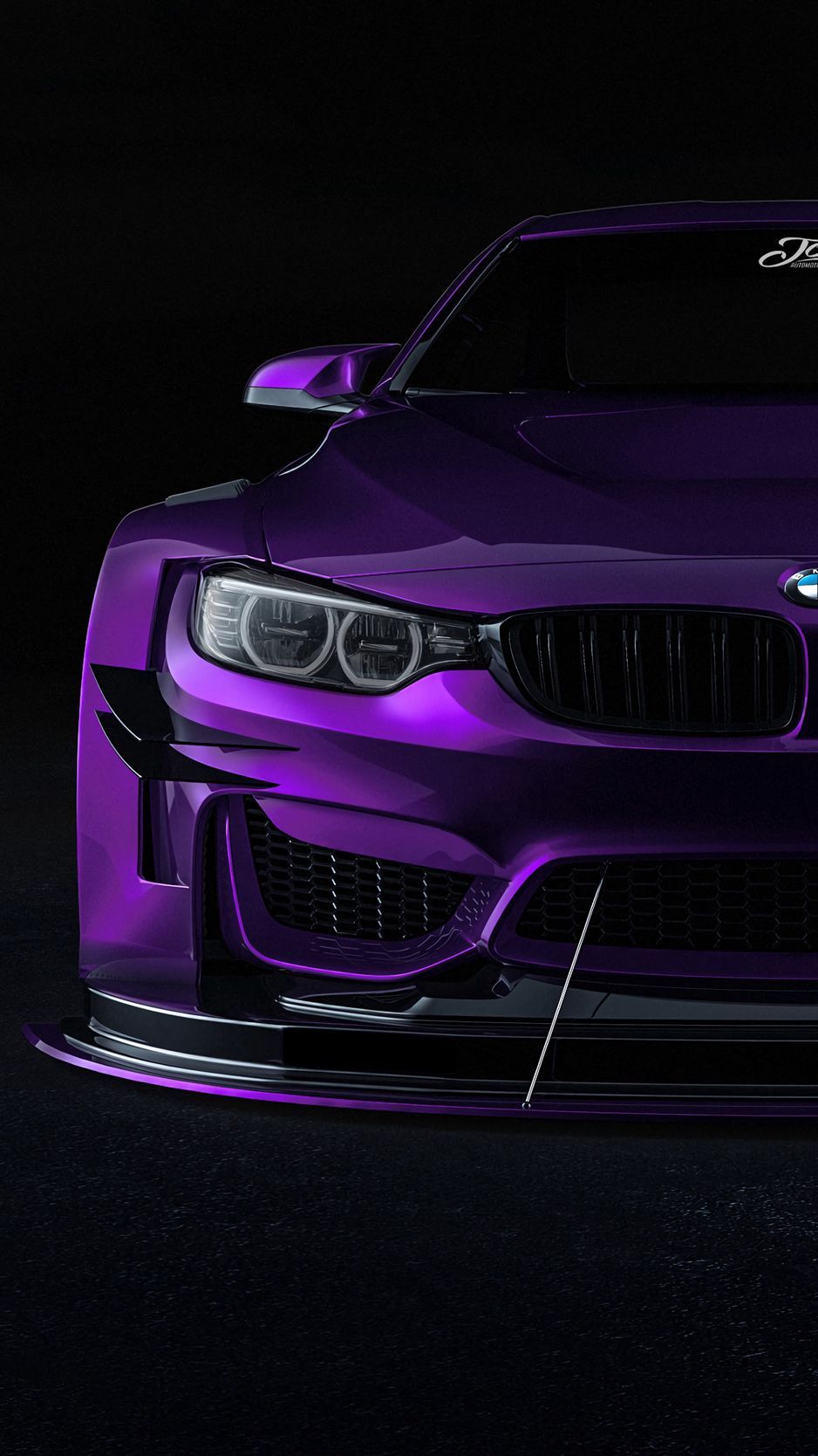 Download wallpaper 938x1668 bmw, car, sportscar, purple, front