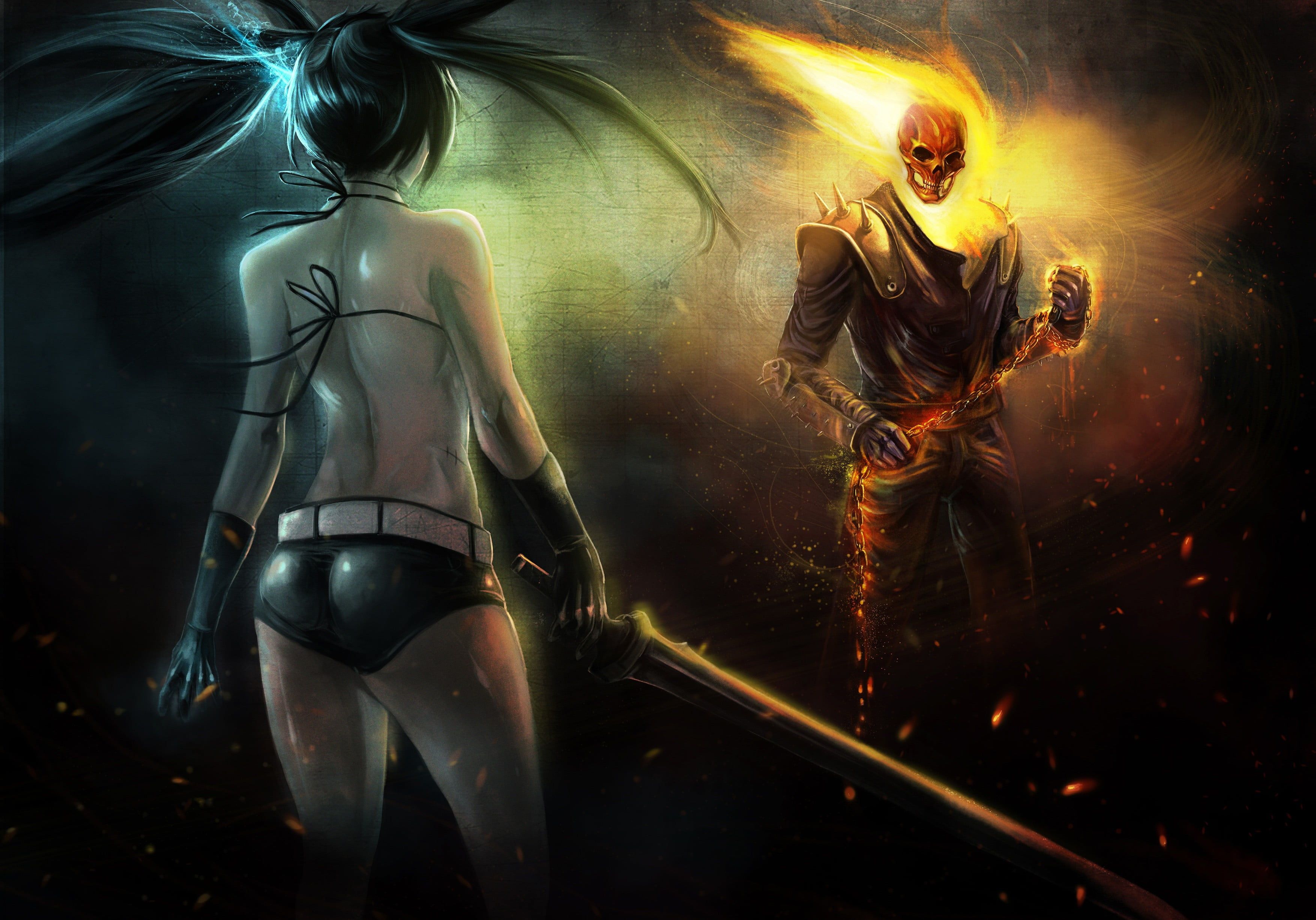 Ghost Rider, Anime, Girl, Black Rock Shooter wallpaper