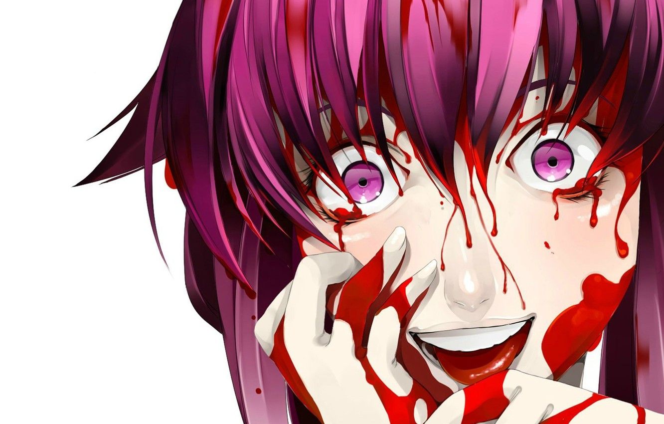 Wallpaper fear, horror, madness, blood, Mirai nikki, Future diary