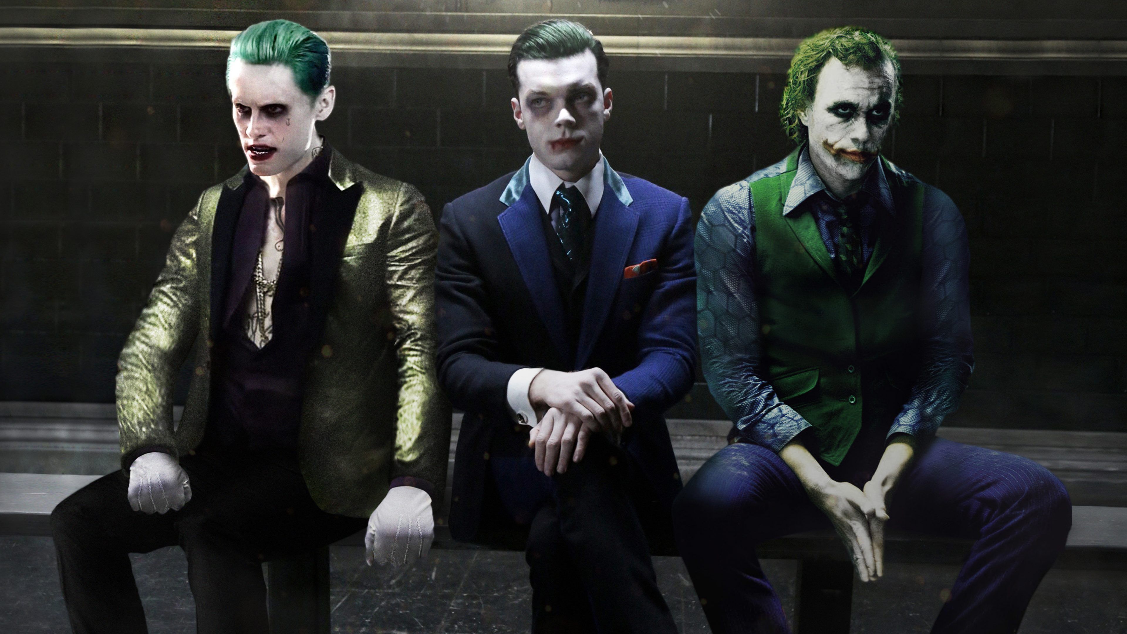 The 3 Jokers Jared Leto Cameron Monaghan and Heath Ledger 4K