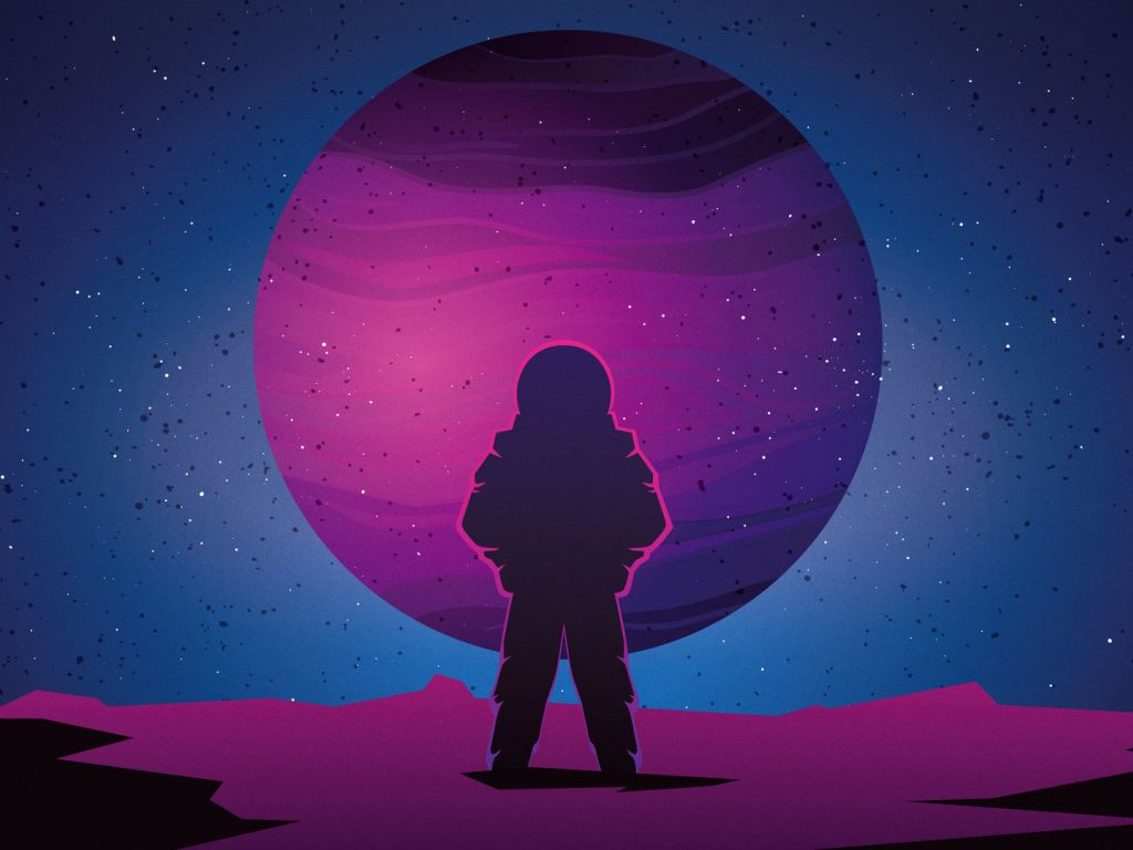 Desktop wallpaper astronaut, vaporwave, minimal, space, art, HD