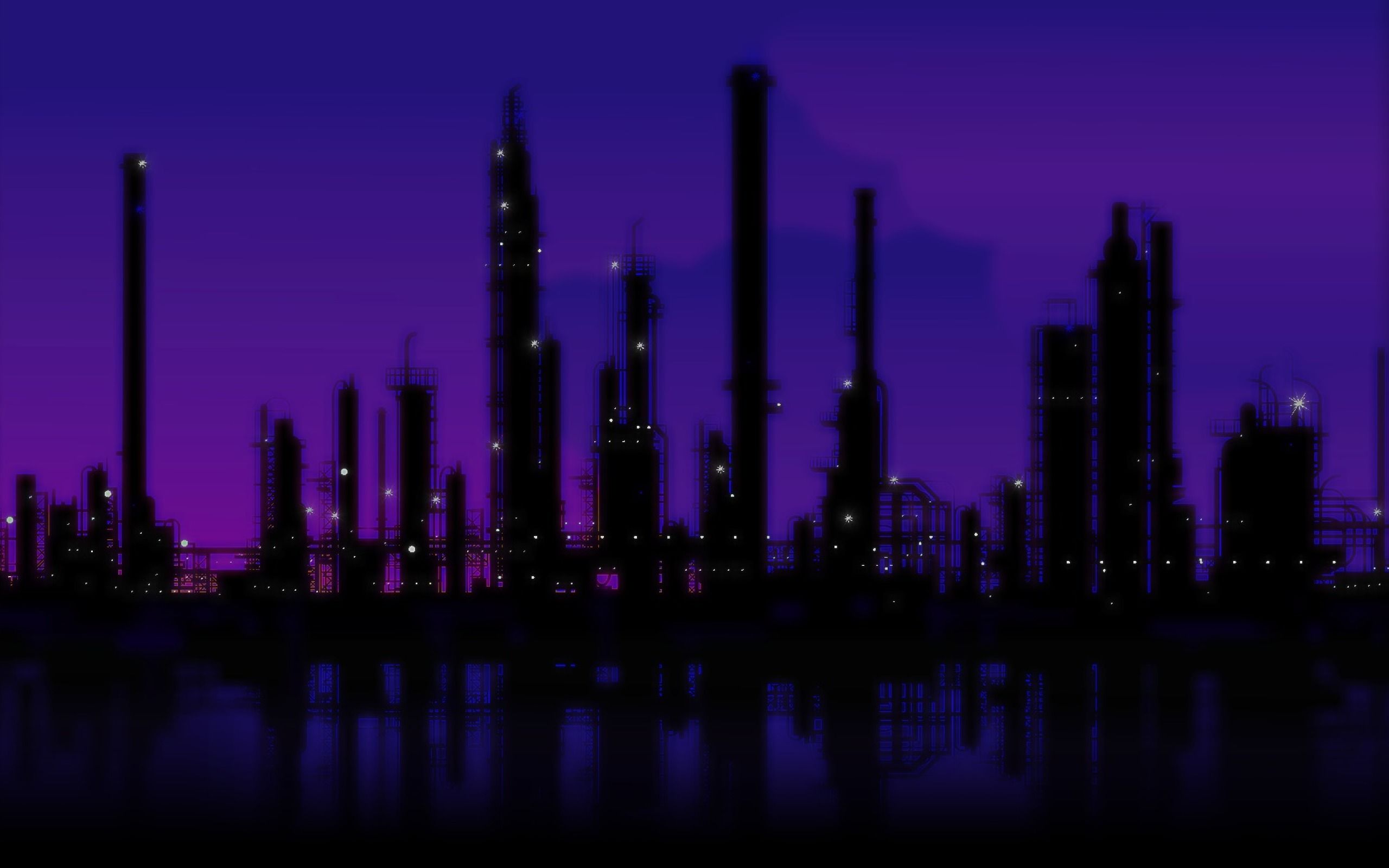 Vaporwave Industrial Reflection 2560x1600 Resolution