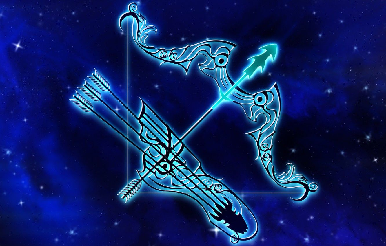 Wallpaper space, crossbow, Sagittarius, zodiac sign image