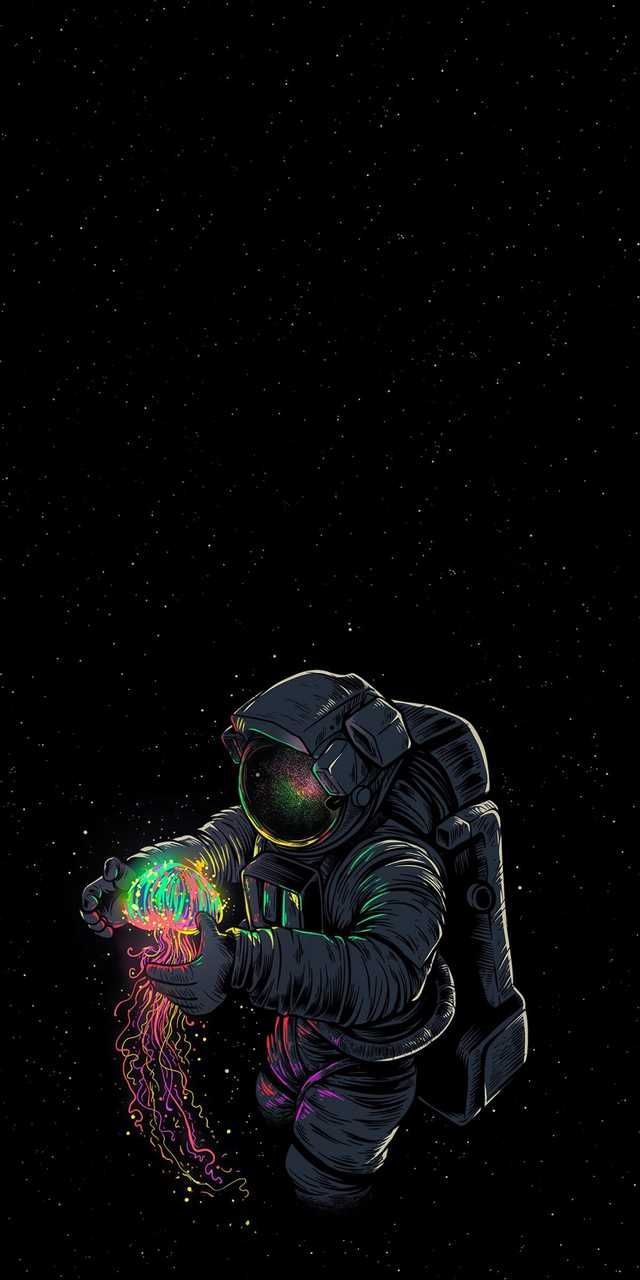 Amoled Wallpaper I Use. Dark wallpaper iphone, Astronaut