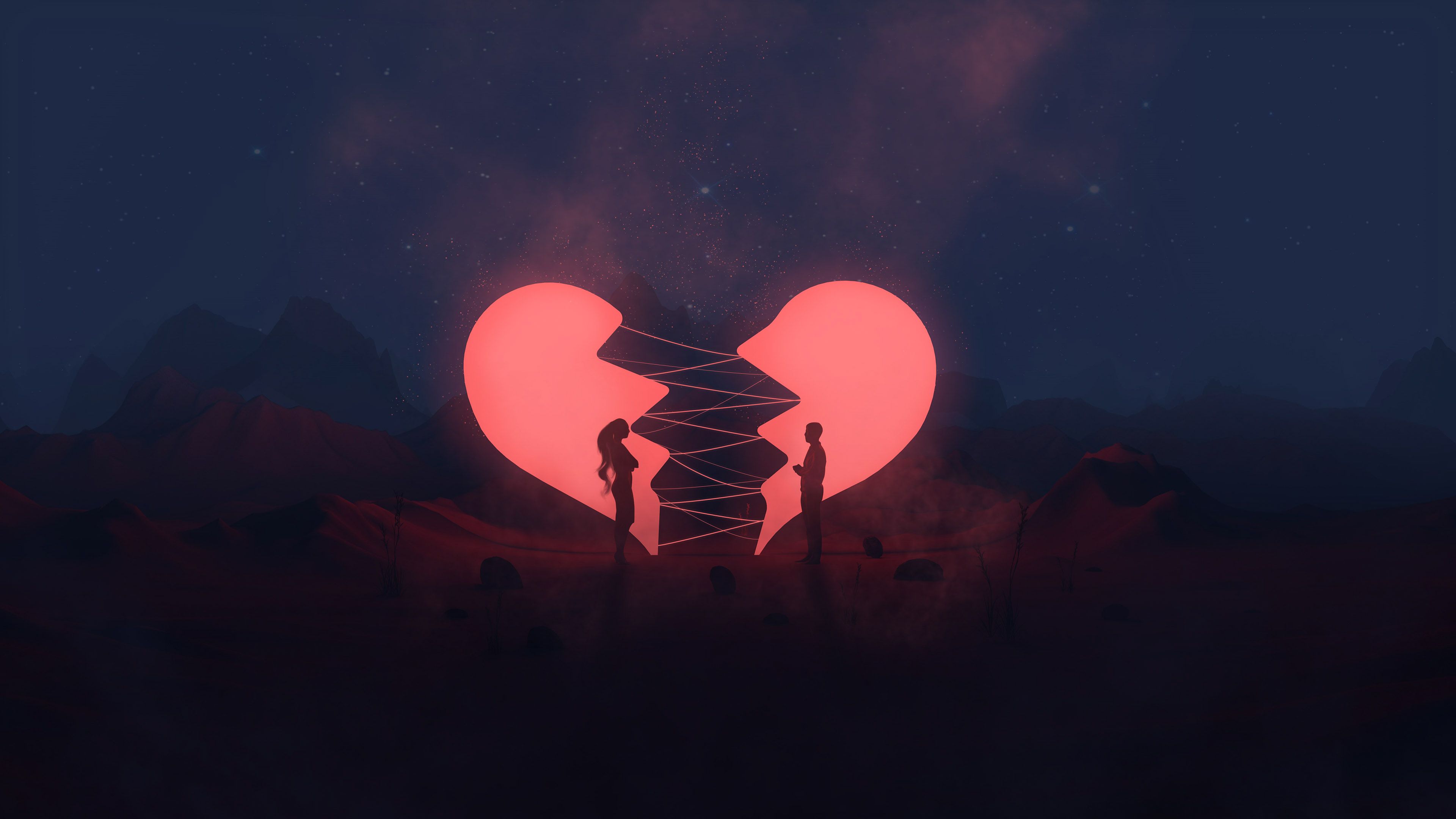 Broken Heart Couple, HD Love, 4k Wallpaper, Image, Background