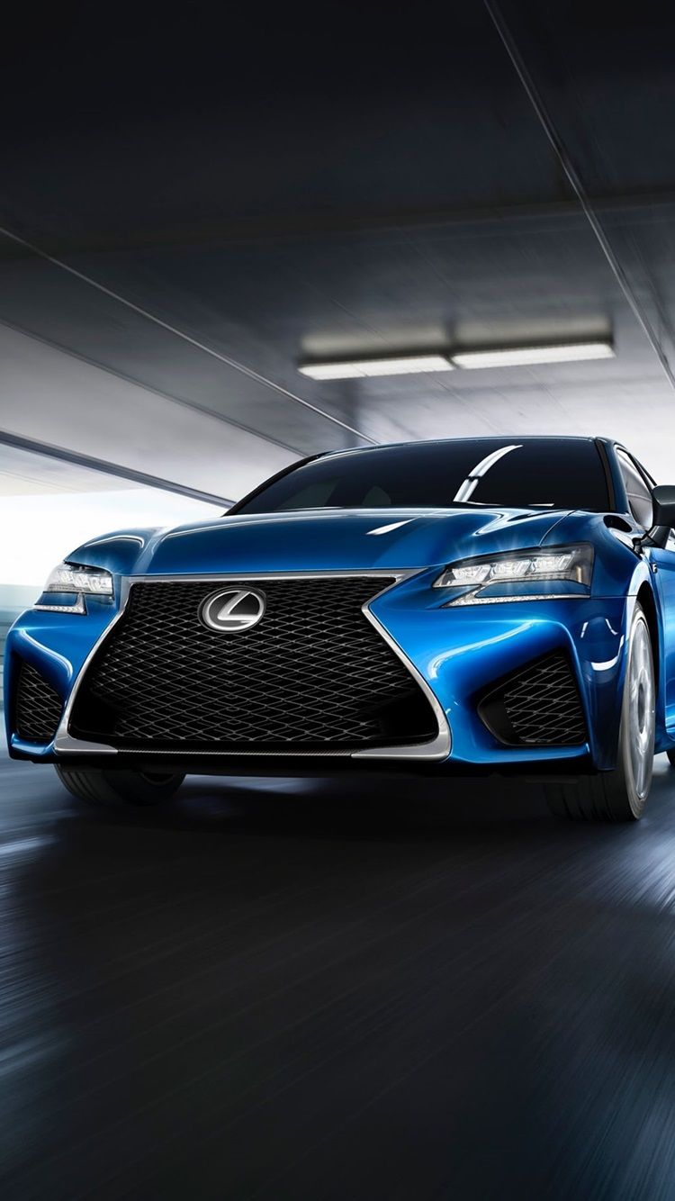 Lexus GS F Blue Car Front View And Speed 750x1334 IPhone 8 7 6 6S