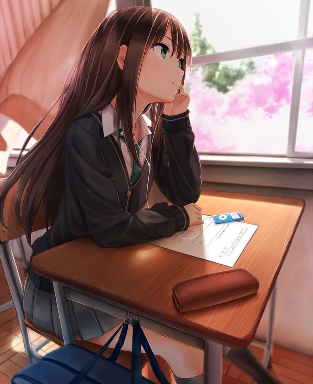 Anime Girl in School wallpaper