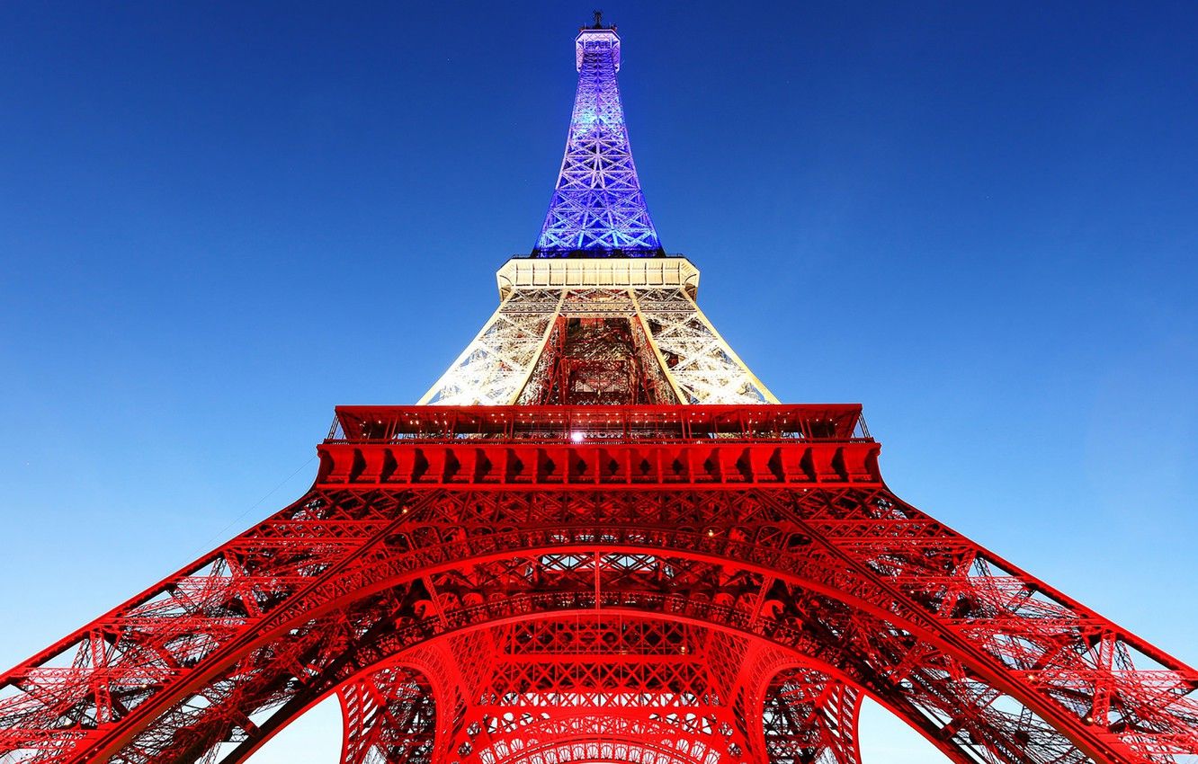 Wallpaper Paris, France, Eiffel Tower, France flag image