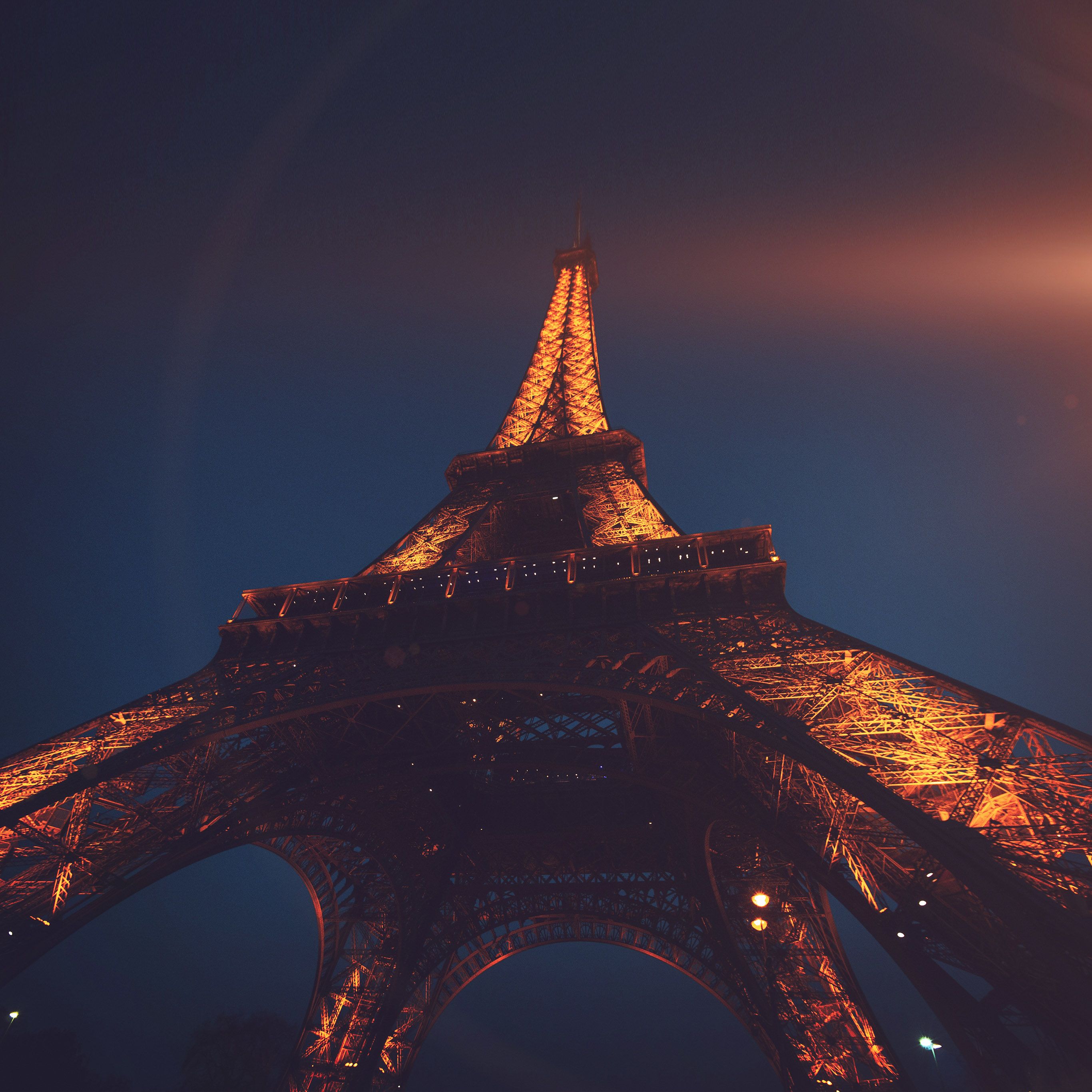 Eiffel Tower Paris France Tour Vacation City Night Flare