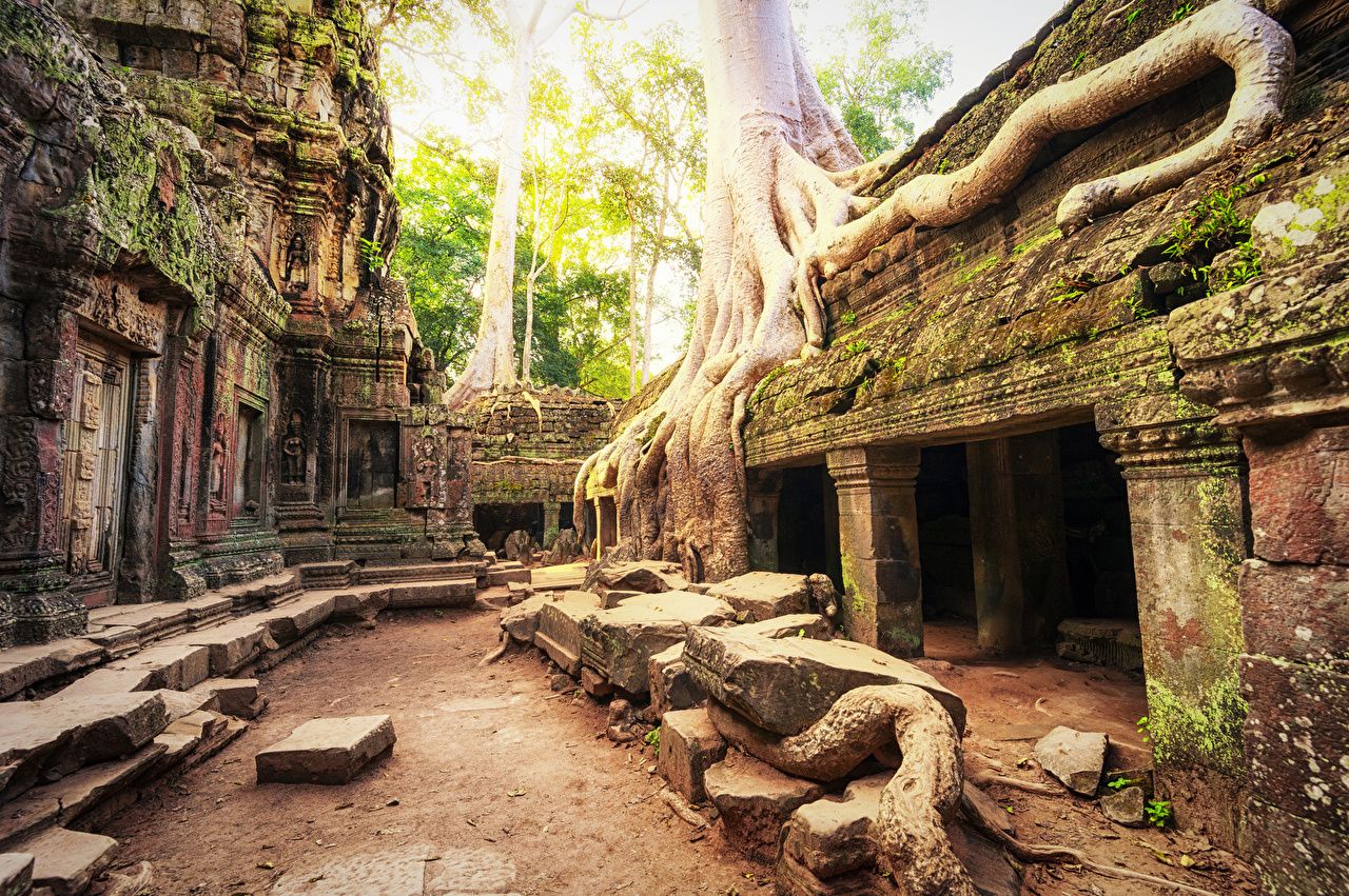 Wallpaper Angkor Wat Biggest Hindu temple Cambodia Ruins Moss
