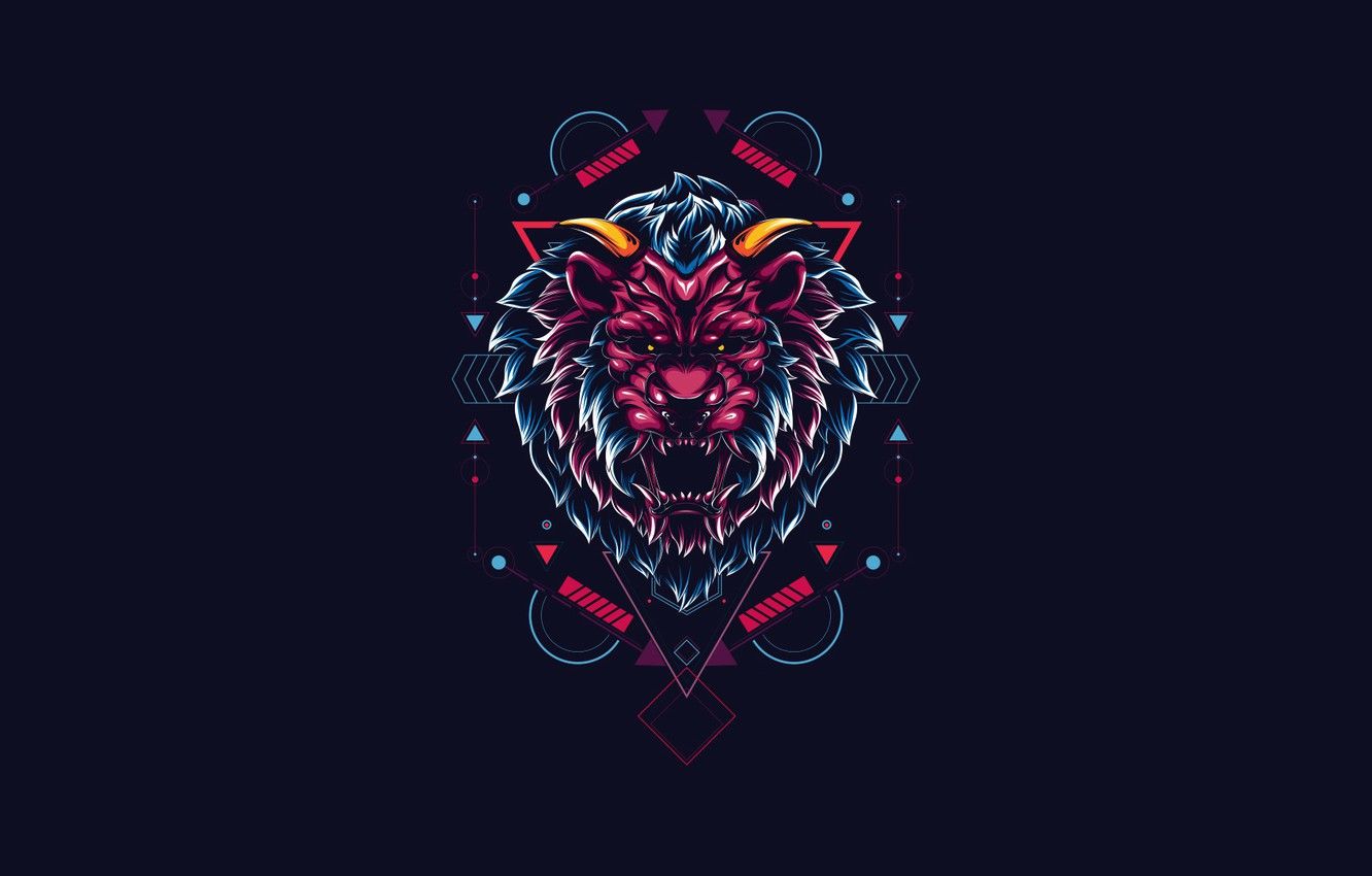 Wallpaper Minimalism, Style, Leo, Background, Face, The demon