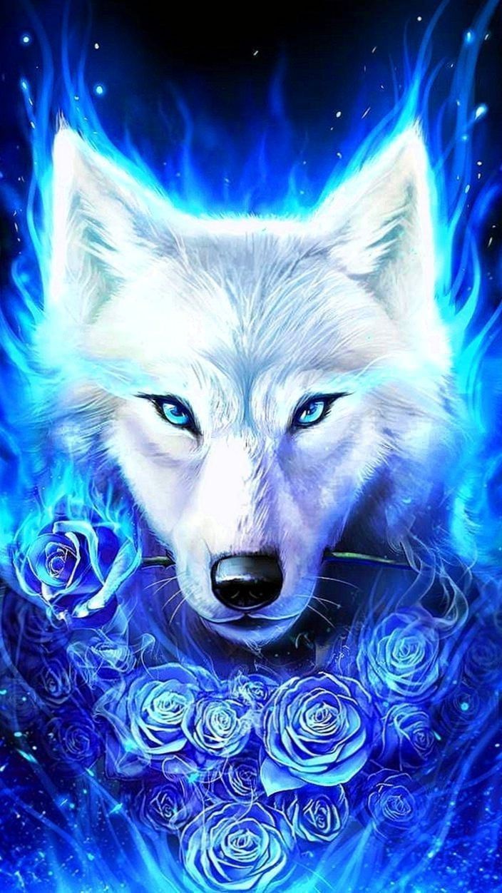 Blue Ice. Ice wolf wallpaper, Wolf spirit animal, Wolf artwork