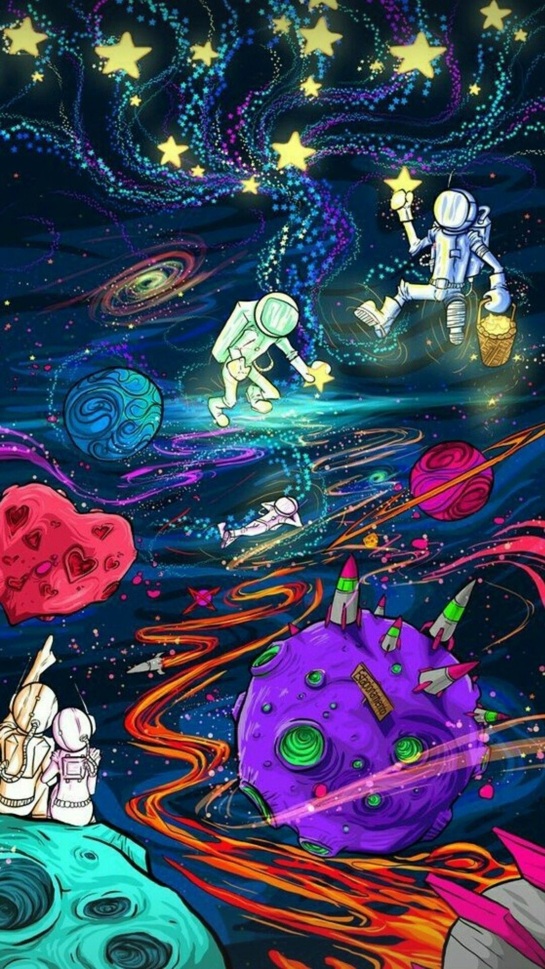 Trippy Space Cartoon Wallpapers Iphone