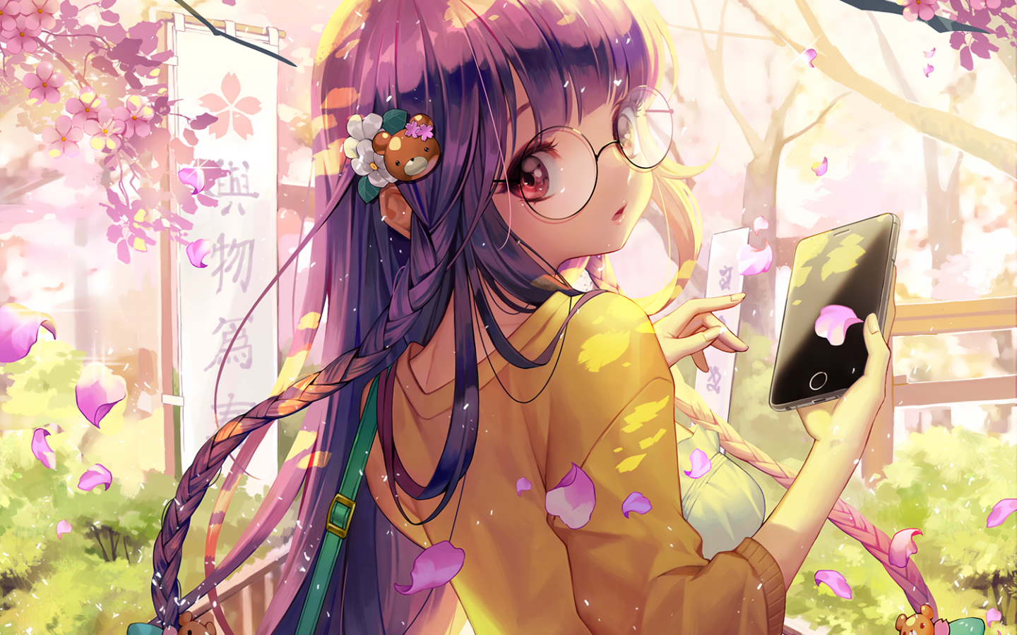 Download 1440x900 Furyou Michi Gang Road, Anime Girl, Glasses