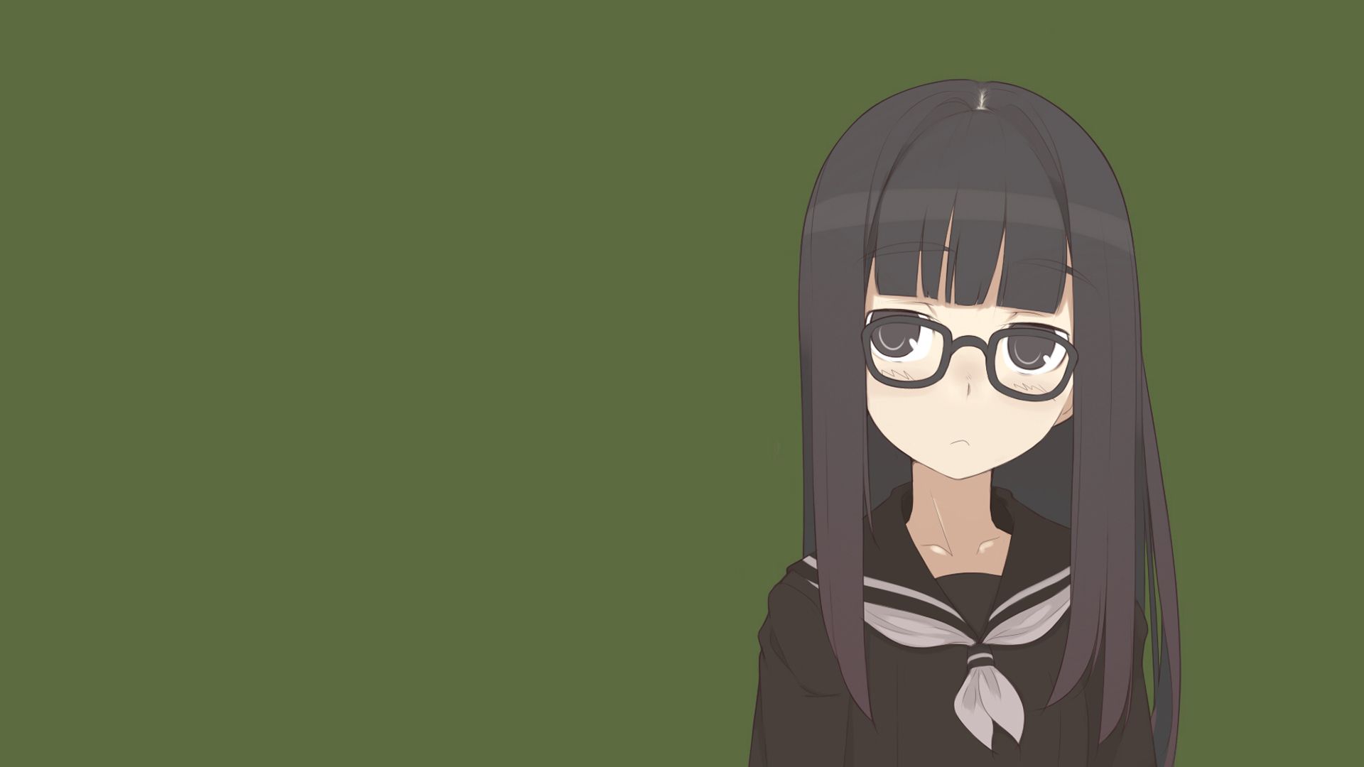 school uniforms, glasses, anime girls, black hair wallpaper