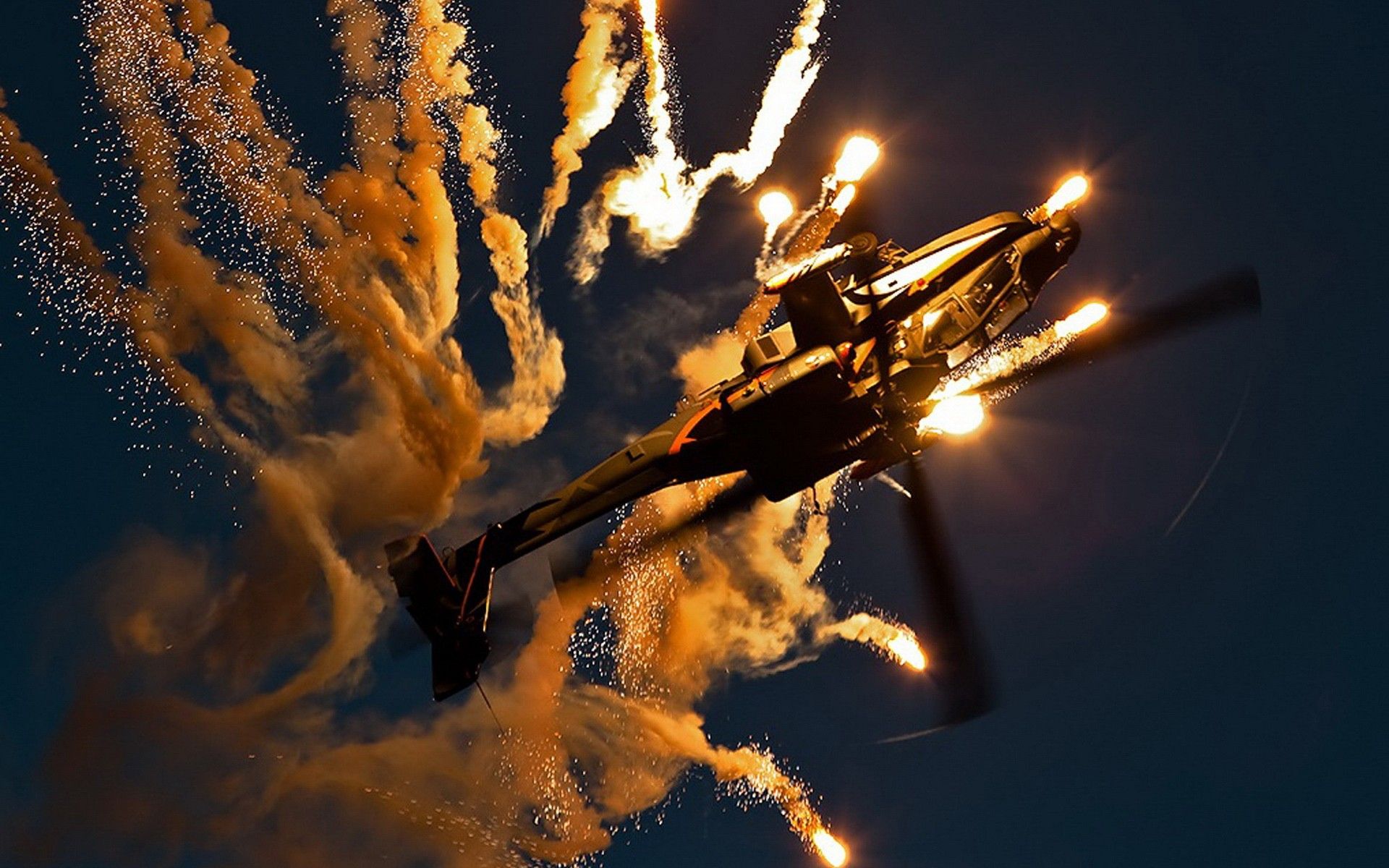 2913397 Boeing Apache Ah 64d Helicopters Flares___mixed Wallpaper