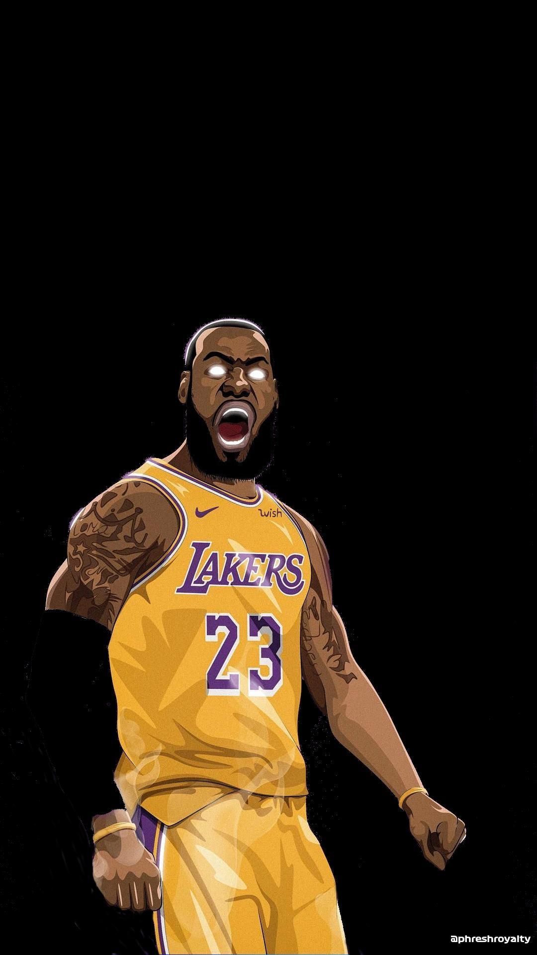 Download NBA iPhone Lebron James Cartoon Artwork Wallpaper