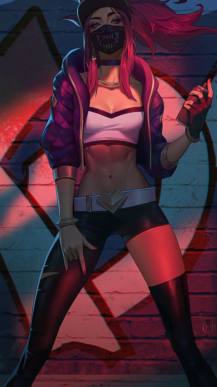 kda akali with spray 4k iPhone Wallpaper Free Download