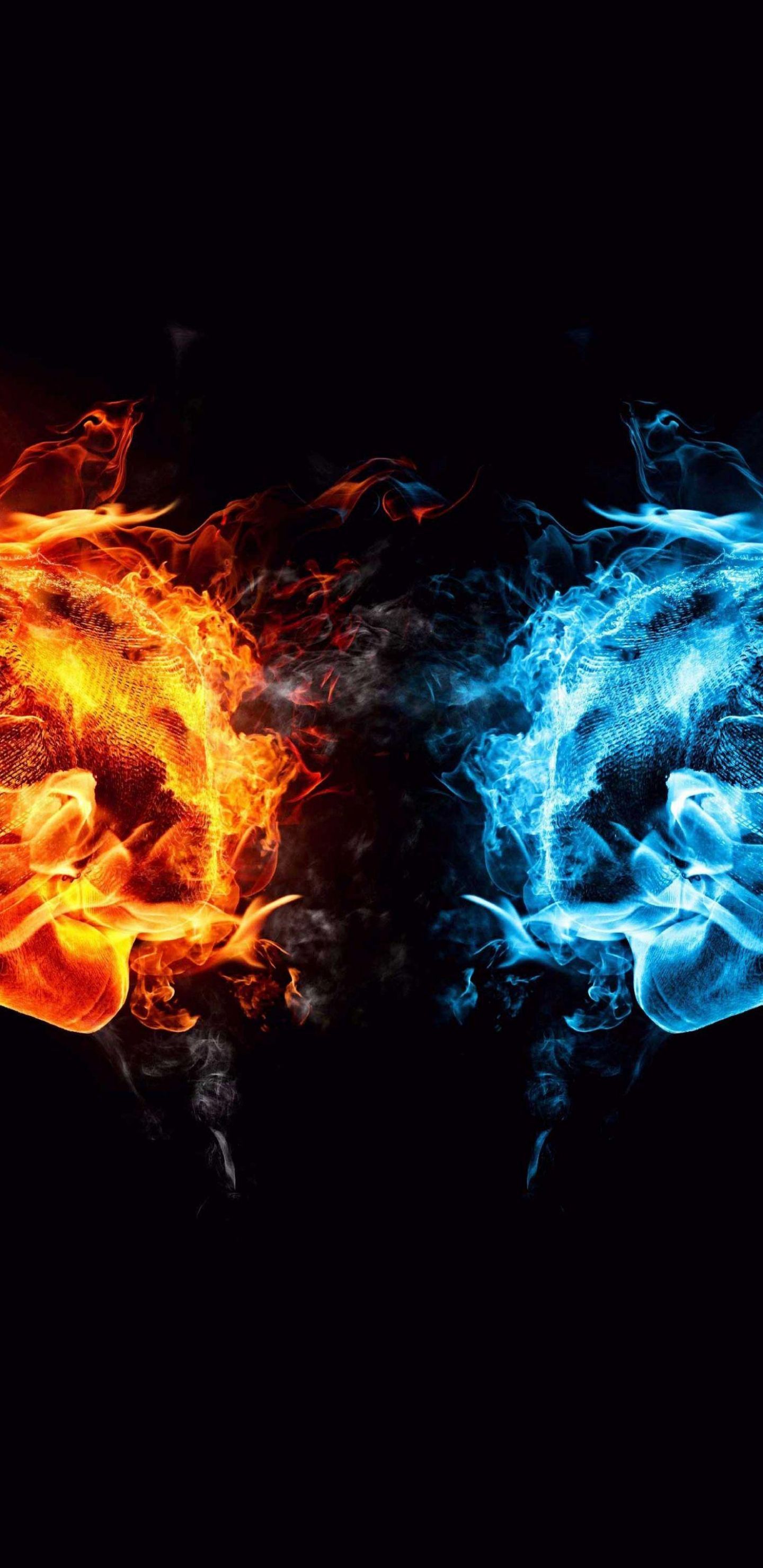 Fire and Ice 3D Desktop HD Wallpaper