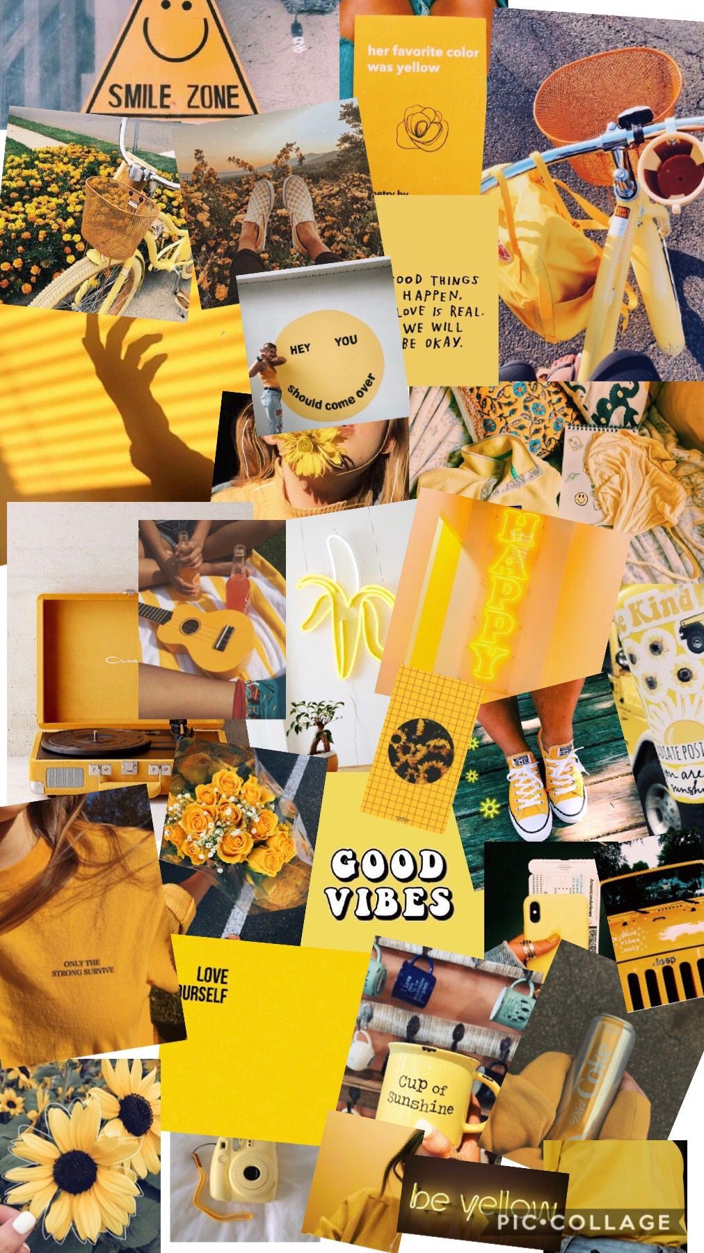 Yellow aesthetic collage made by me -*Kaila*. iPhone wallpaper