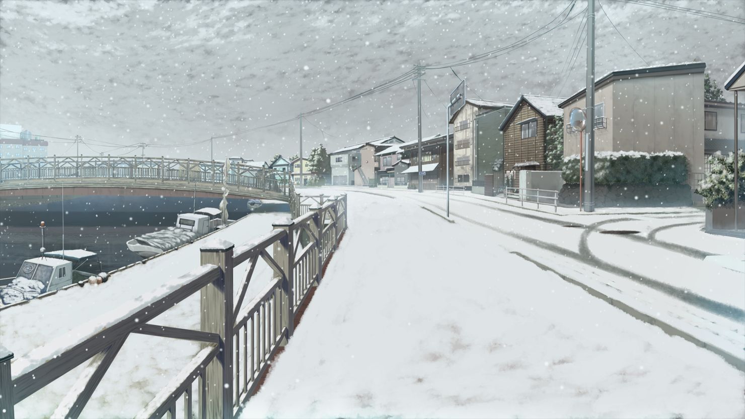 Anime Winter Snow Fall On The Street GIF  GIFDBcom
