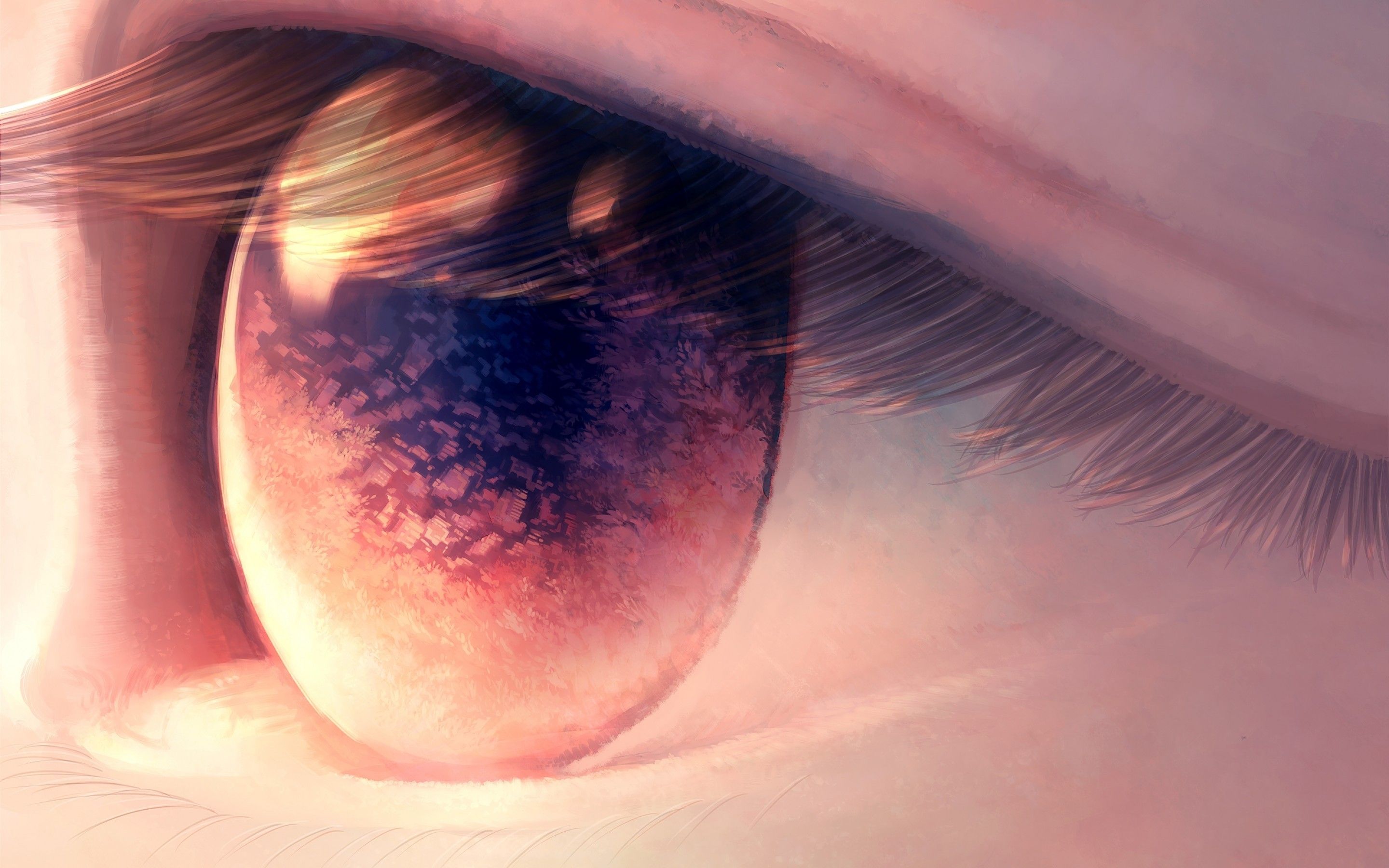 Download 2880x1800 Anime Girl, Eye, Shiny, Close Up, Reflection