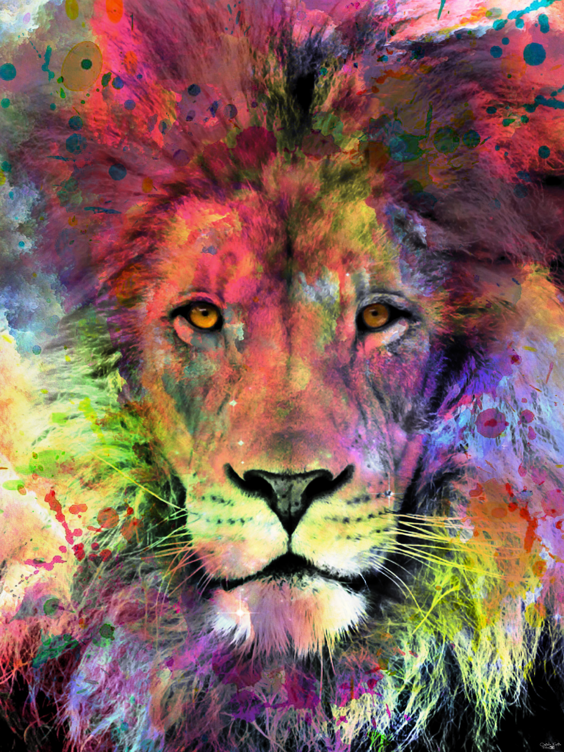 LION IN COLOR. Pintura de leão, Leão aquarela, Tatuagem aquarela leão