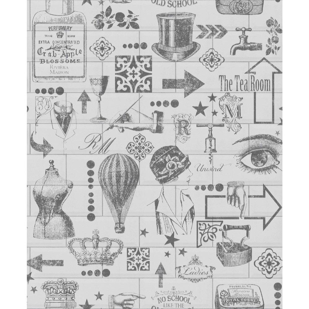 Walls Republic Black Vintage Tile Wallpaper R6088 Home Depot