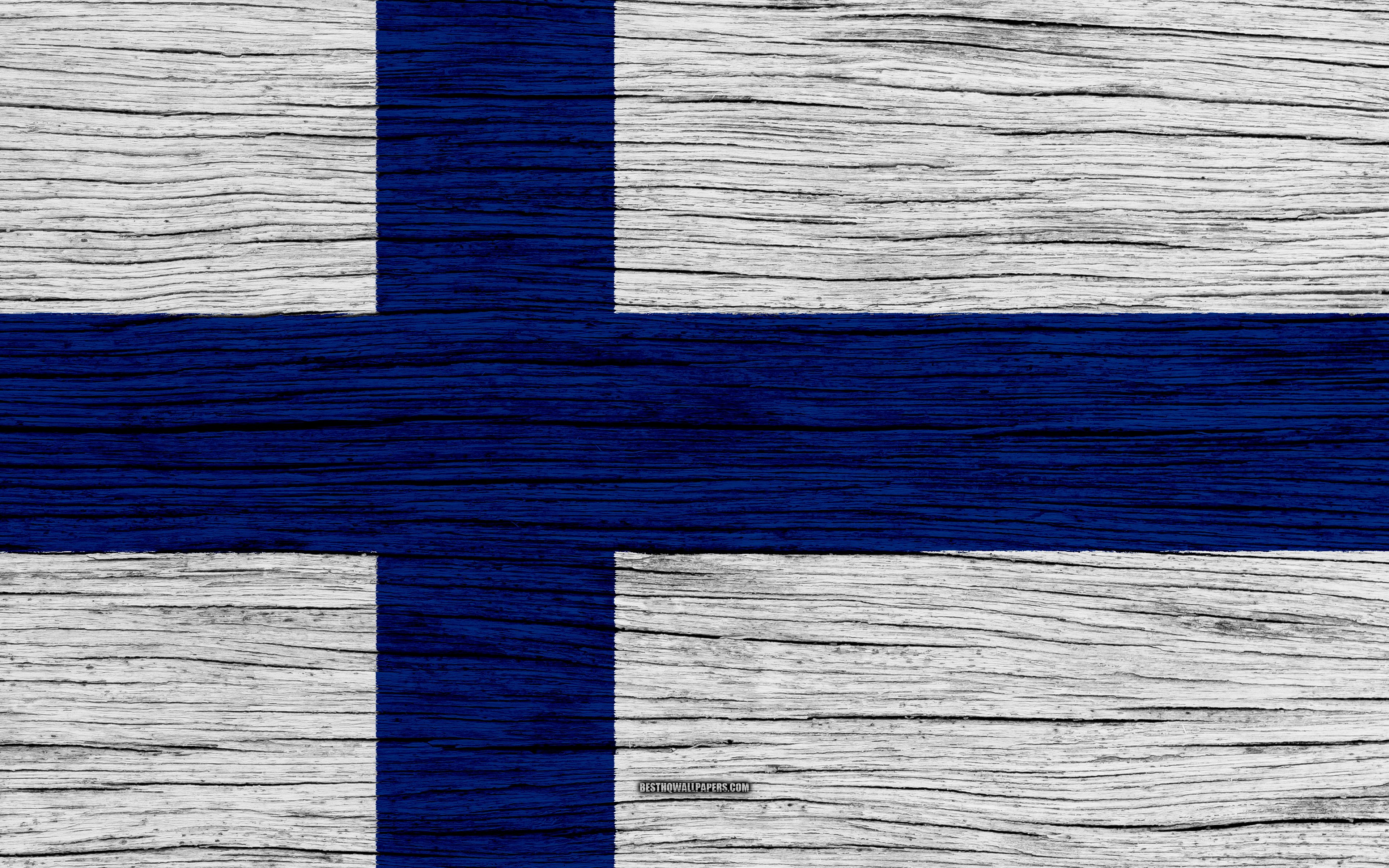 Download wallpaper Flag of Finland, 4k, Europe, wooden texture