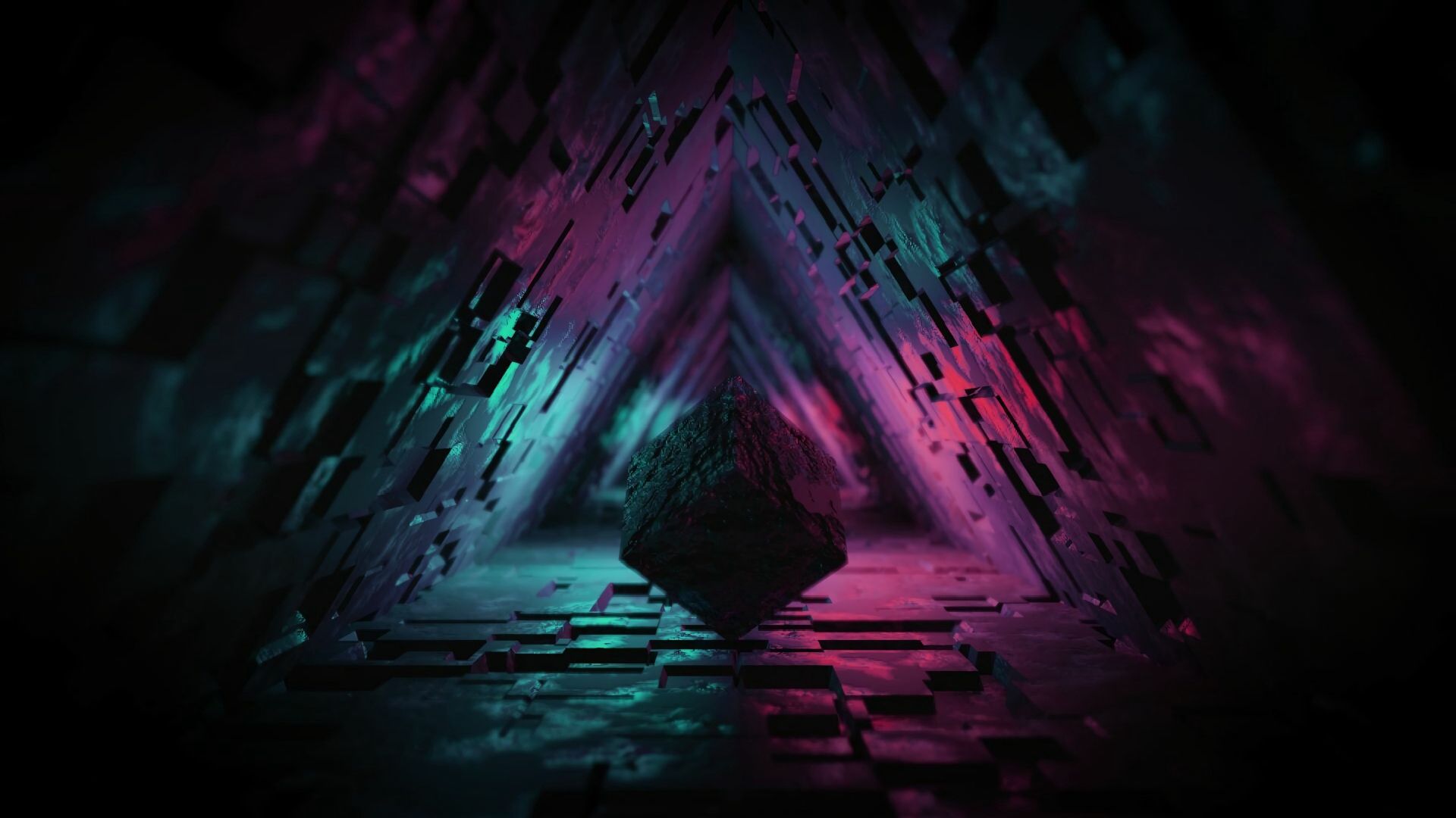 Abstract 3D Triangle Tunnel Wallpaper File HD