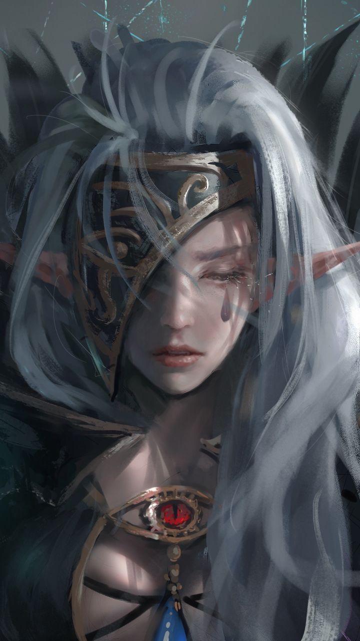 Elf, woman, dark, fantasy, artwork, 720x1280 wallpaper. Dark