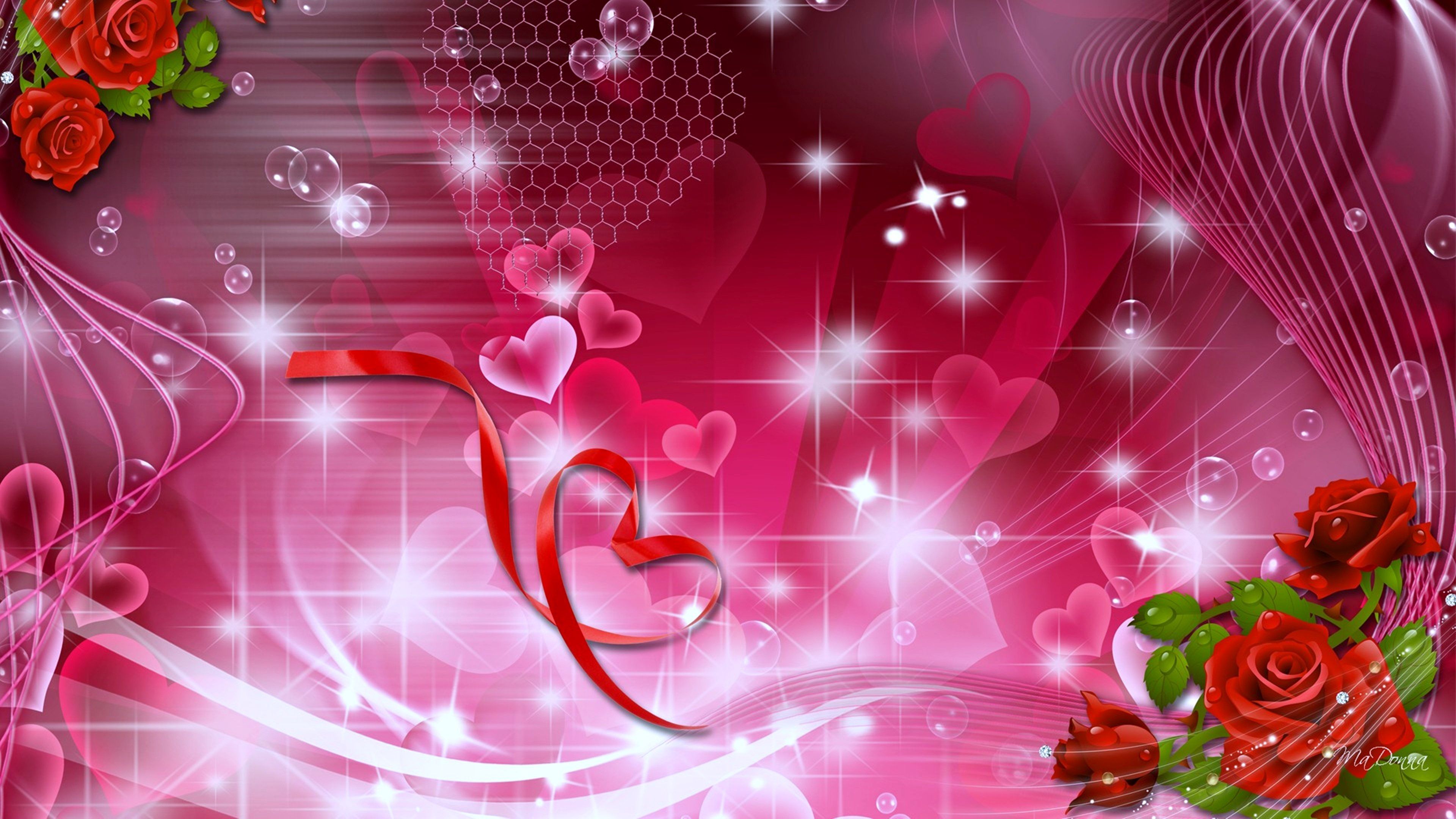 flowers, Roses, Hearts, Stars, Love, Gift, Magical, Wallpaper