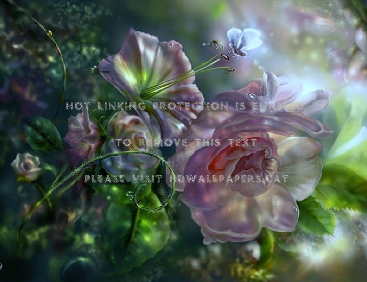magical pink flowers soft fantasy nature