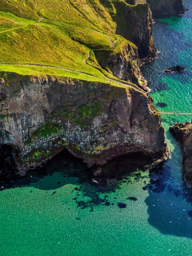 Free download cliff Bridge Grass Island Ireland Sea Coast Green