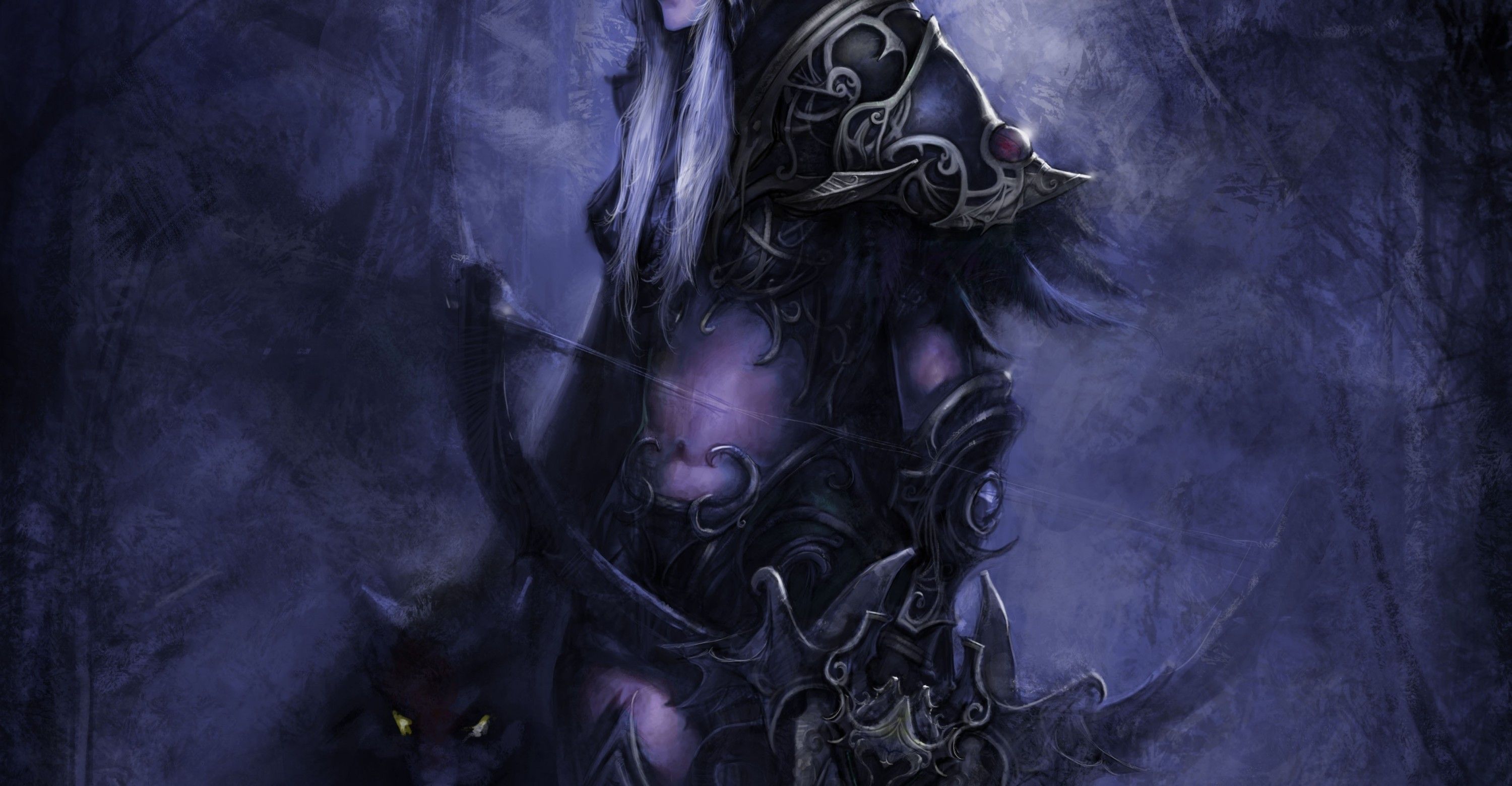Download 3000x1560 World Of Warcraft, Archer, Armor, Hoodie, Dark