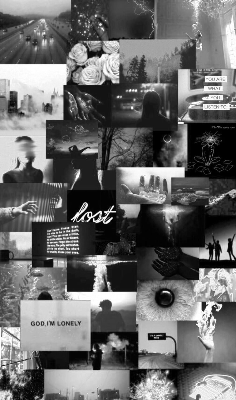 Background Lockscreen Black Aesthetic Collage - Fluffums