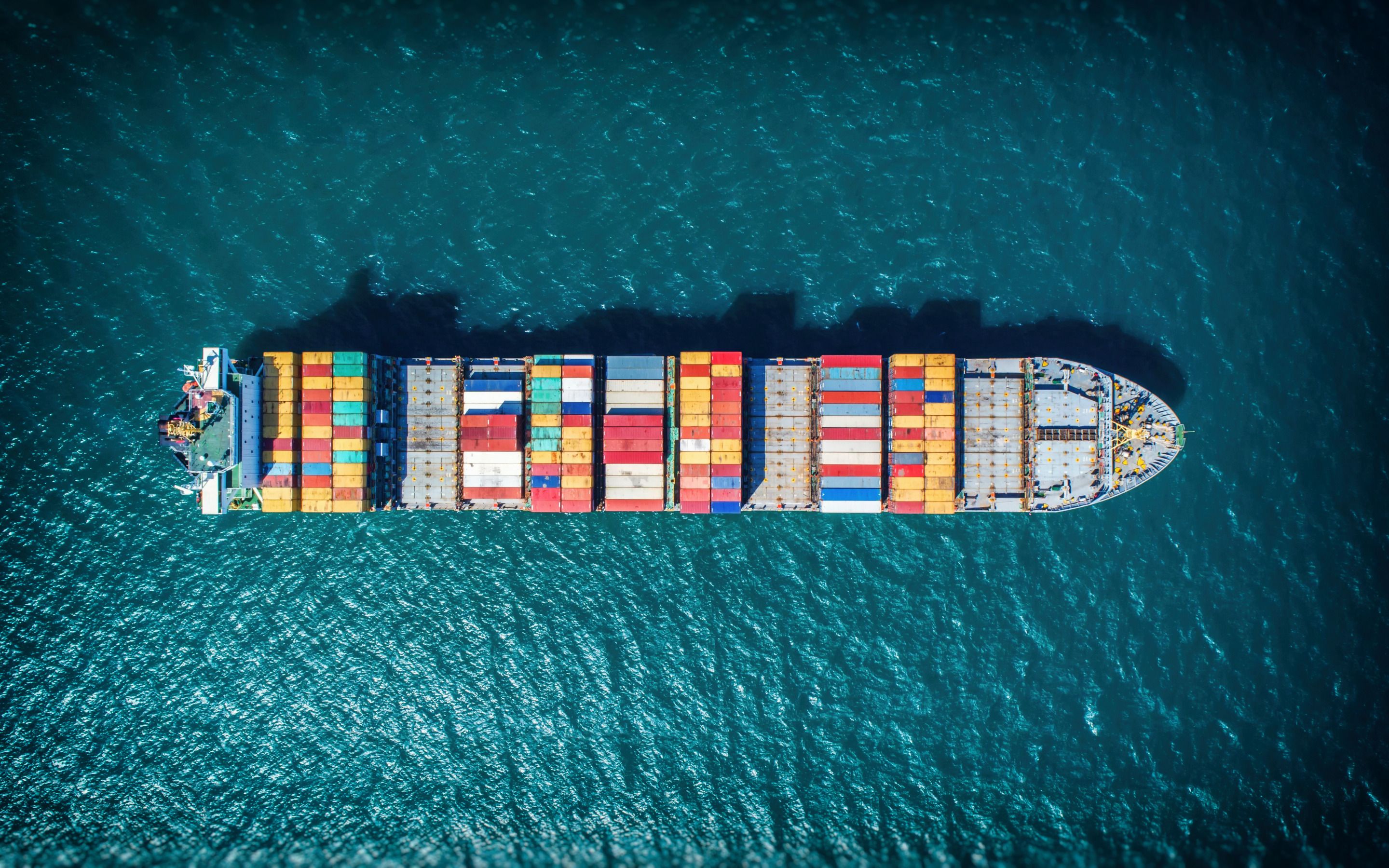 Download wallpaper container ship, top view, large cargo ship