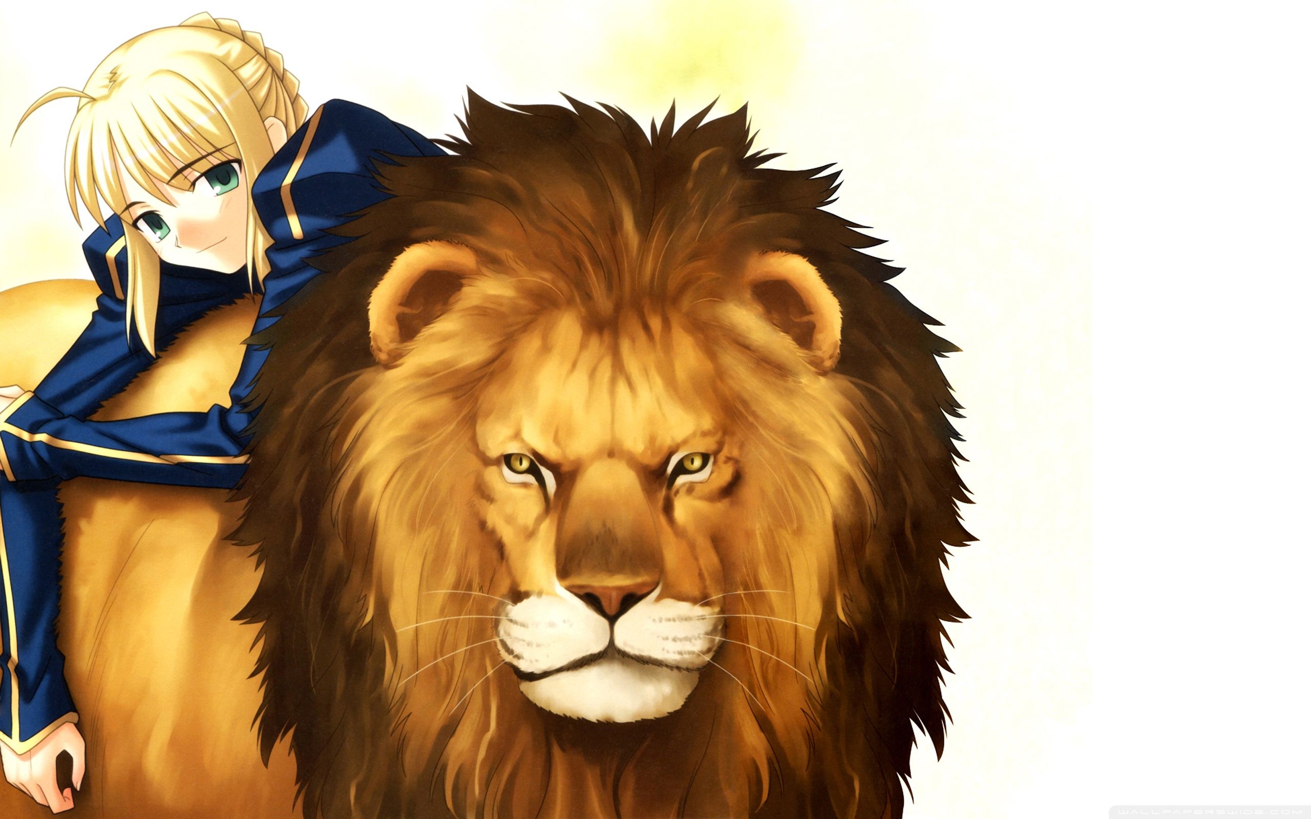 Girl With Her Lion Anime Ultra HD Desktop Background Wallpaper