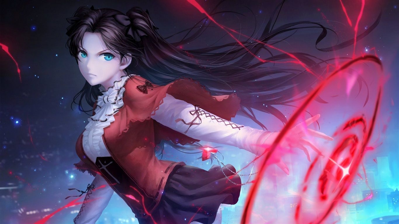 Wallpaper Fate Stay Night, blue eyes anime girl, magic 1920x1080