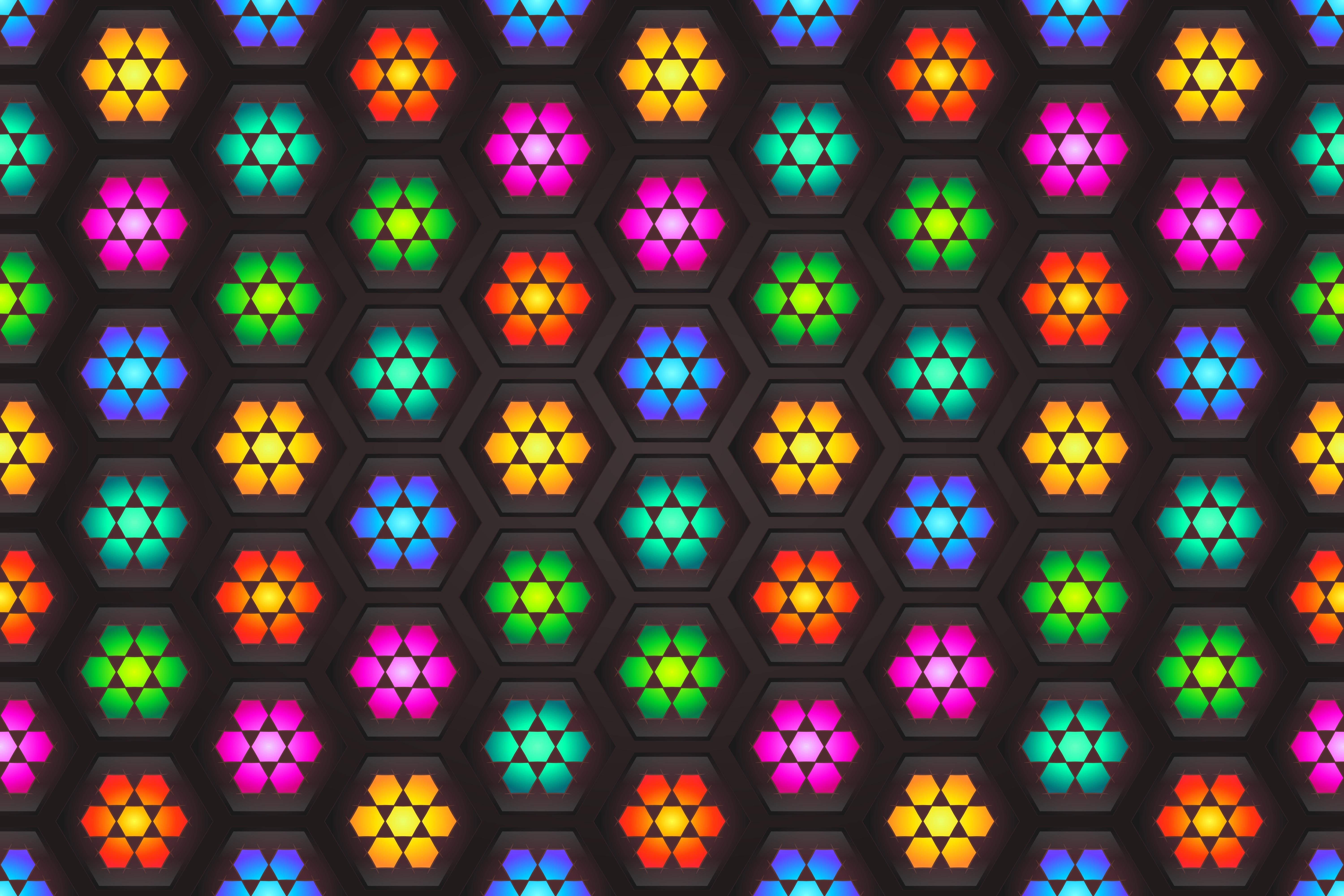 wallpaper kaleidoscope, mosaic, patterns, colorful HD, Widescreen