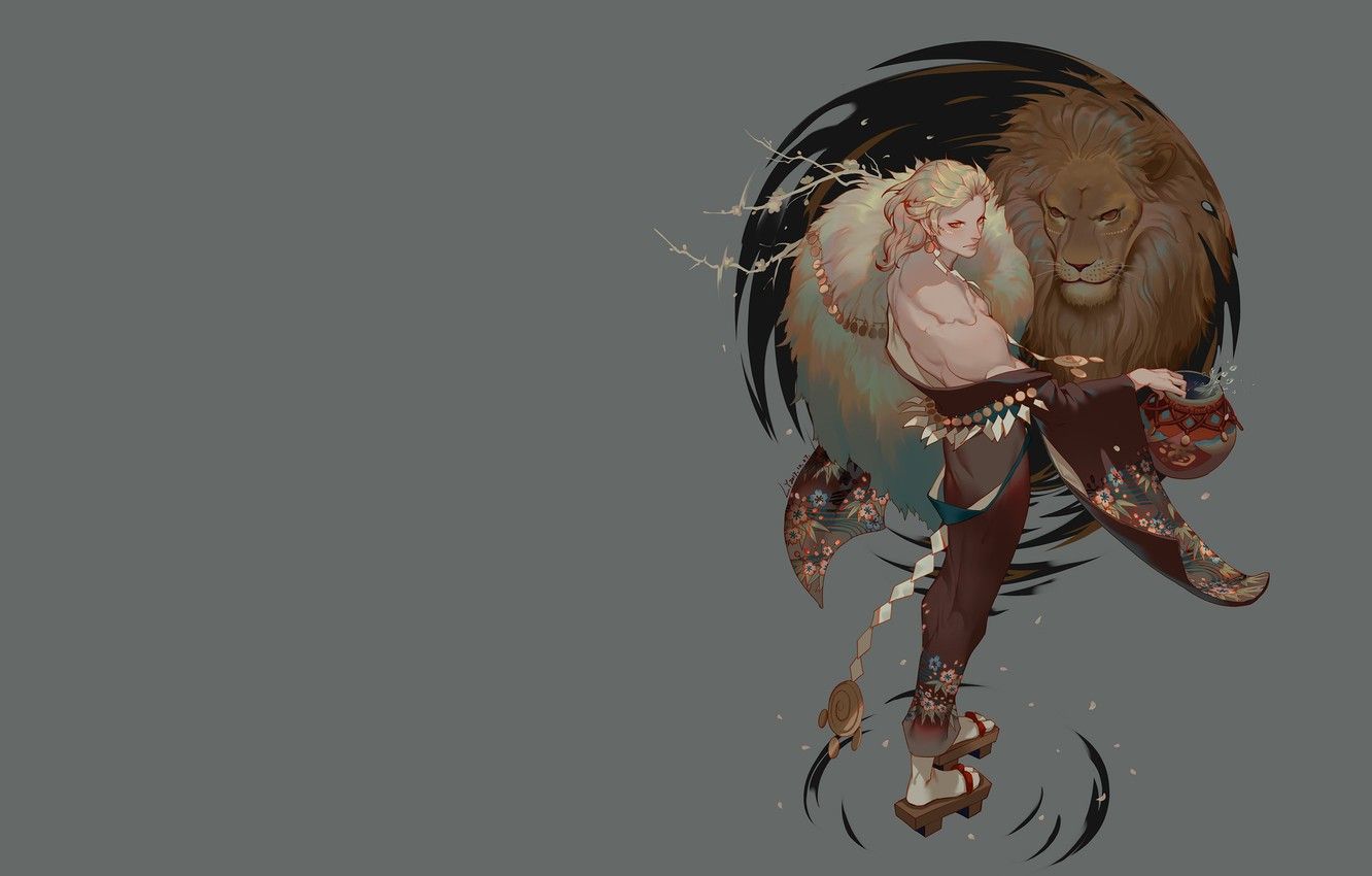 Wallpaper Leo, anime, art, guy, LY 炼 妖, The lion seat image