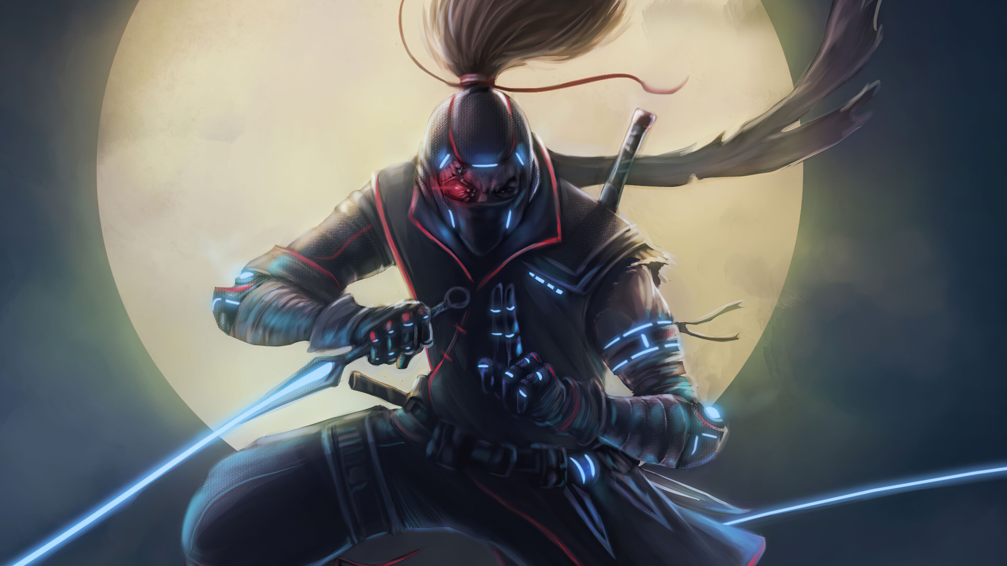 Cyberpunk Ninja Warrior Wallpaper, HD Artist 4K Wallpaper, Image