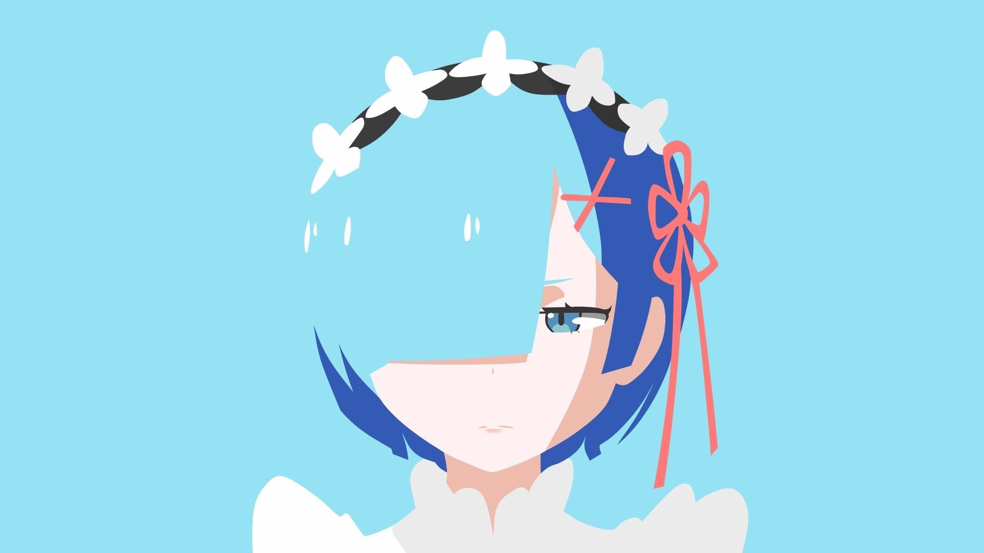 Desktop wallpaper blue hair, anime girl, re:zero, rem, HD image