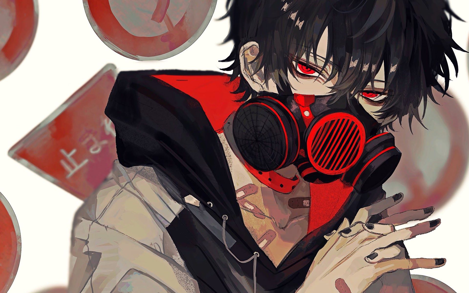 Anime Boy Gas Mask 4K Wallpaper