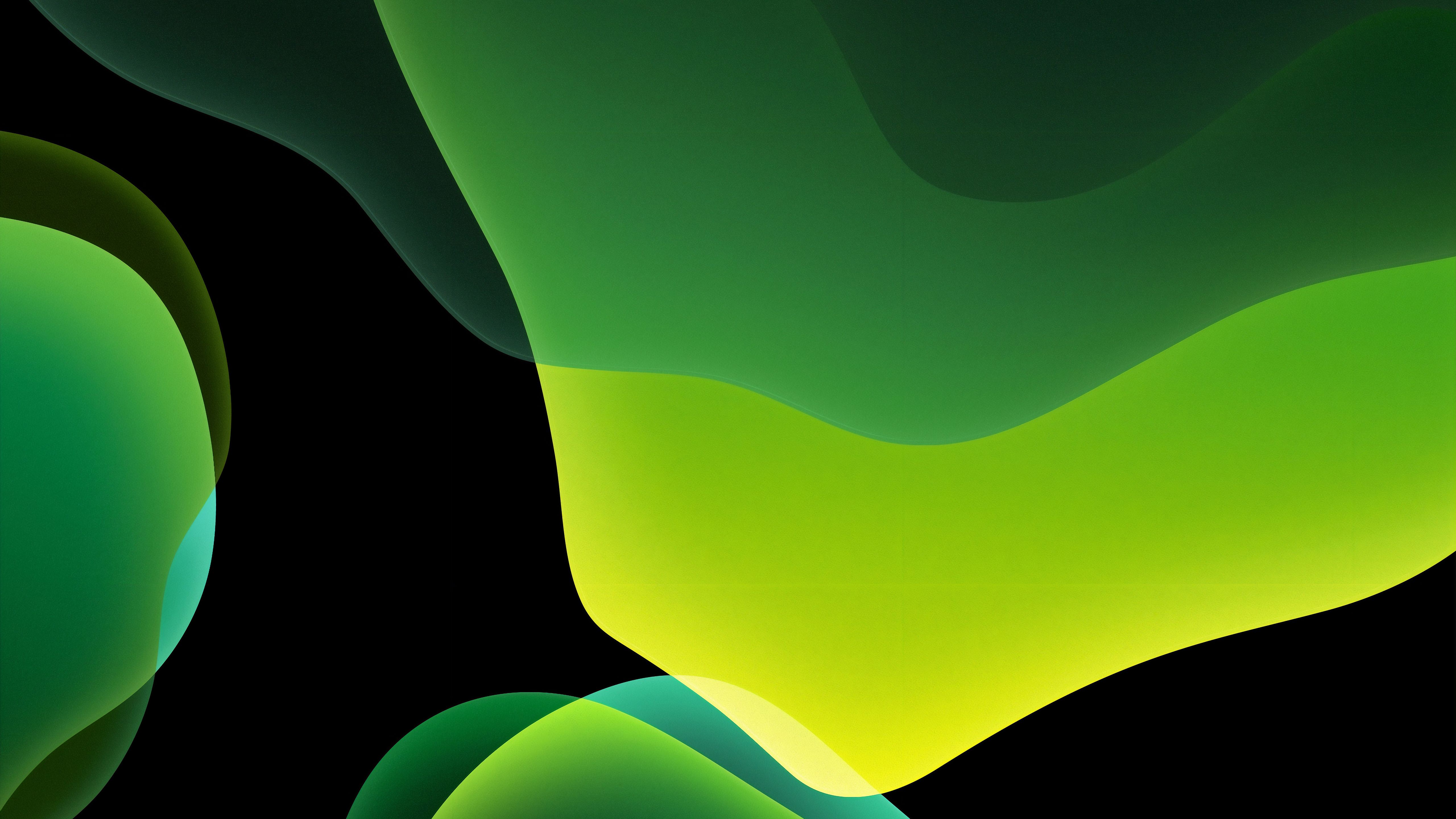 Green iOS 13 Abstract Dark Wallpaper, HD Abstract 4K Wallpaper