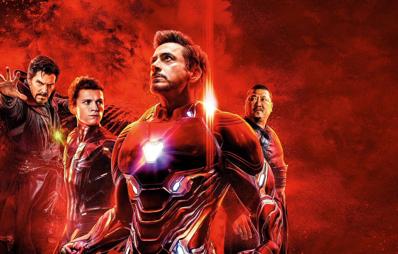 Wallpaper fiction, poster, red background, Iron Man, comic