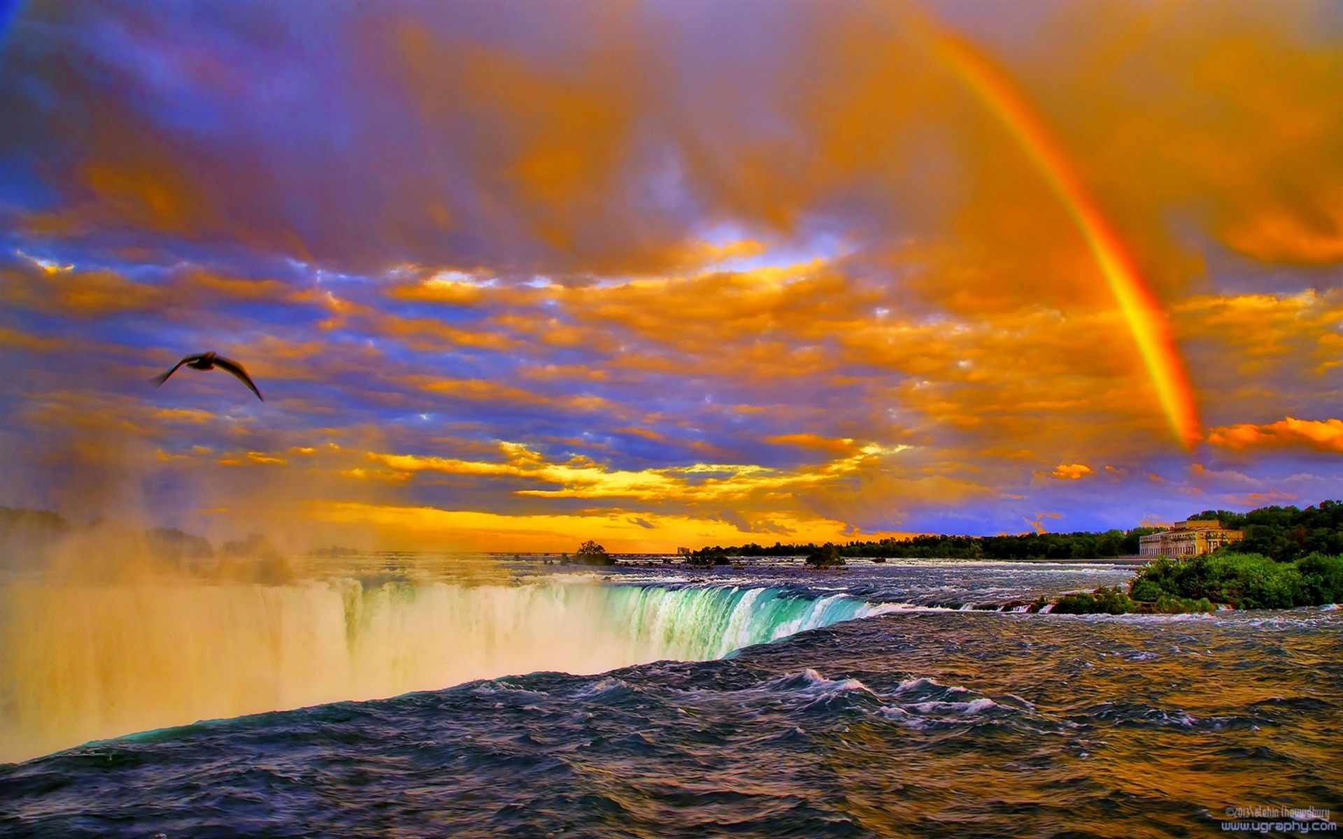 Rainbow Sunset Over Niagara Falls Desktop Background 584443